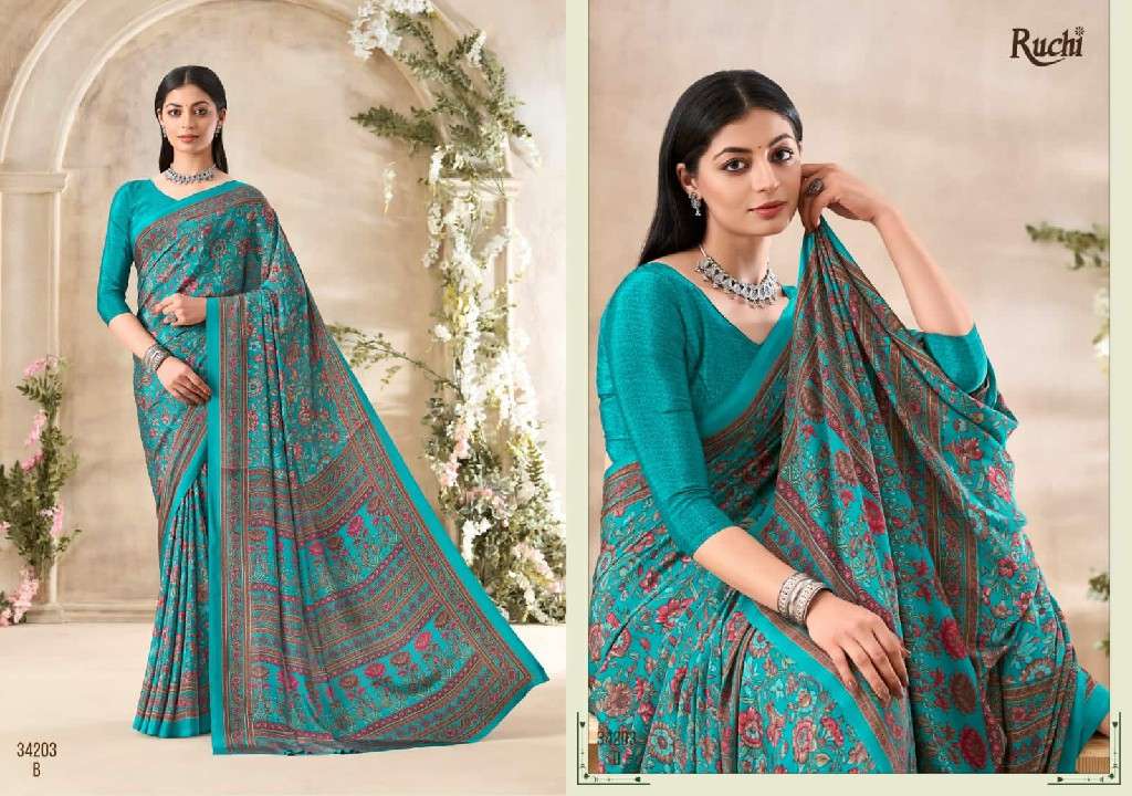 Ruchi Presents Vivanta Silk 35th Edition Silk Crepe Printed Saree Catalog Wholesaler and Exporter In surat