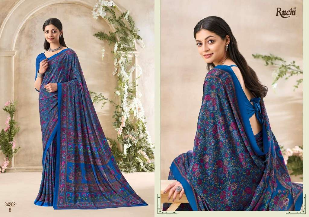 Ruchi Presents Vivanta Silk 35th Edition Silk Crepe Printed Saree Catalog Wholesaler and Exporter In surat