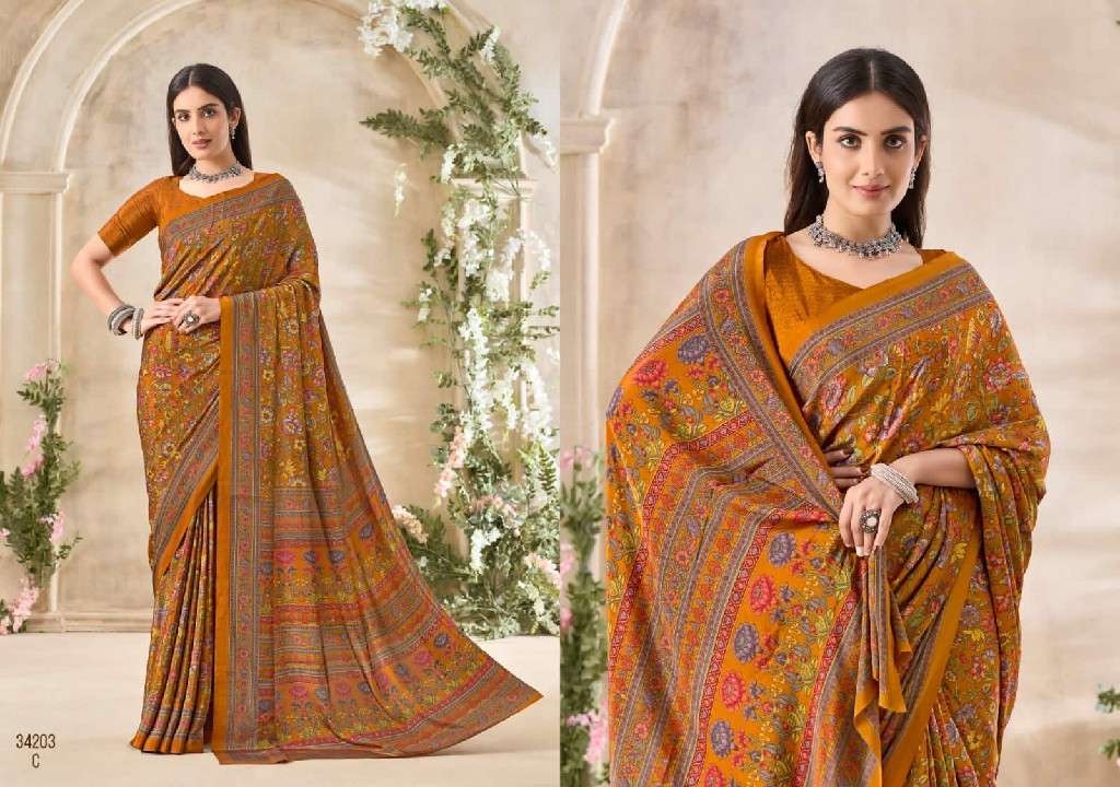 Ruchi Presents Vivanta Silk 35th Edition Silk Crepe Printed Saree Catalog Wholesaler and Exporter In surat