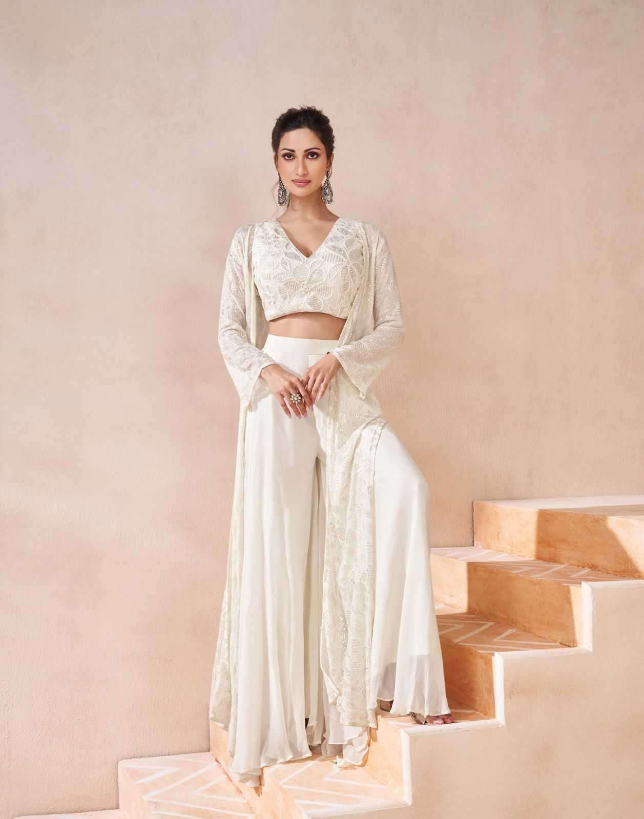 SAYURI DESIGNER PRESENTS ISHUM OCCASION WEAR READYMADE GEORGETTE FANCY INDOWESTERN DRESS CATALOG WHOLESALER AND EXPORTER IN SURAT