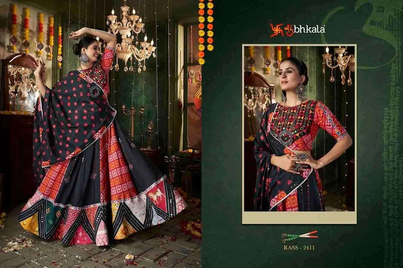 SHUBHKALA PRESENTS RAAS VOL-12 NAVRATRI SPECIAL FULLY STITCH EXCLUSIVE LEHENGA CHOLI CATALOG WHOLESALER AND EXPORTER IN SURAT