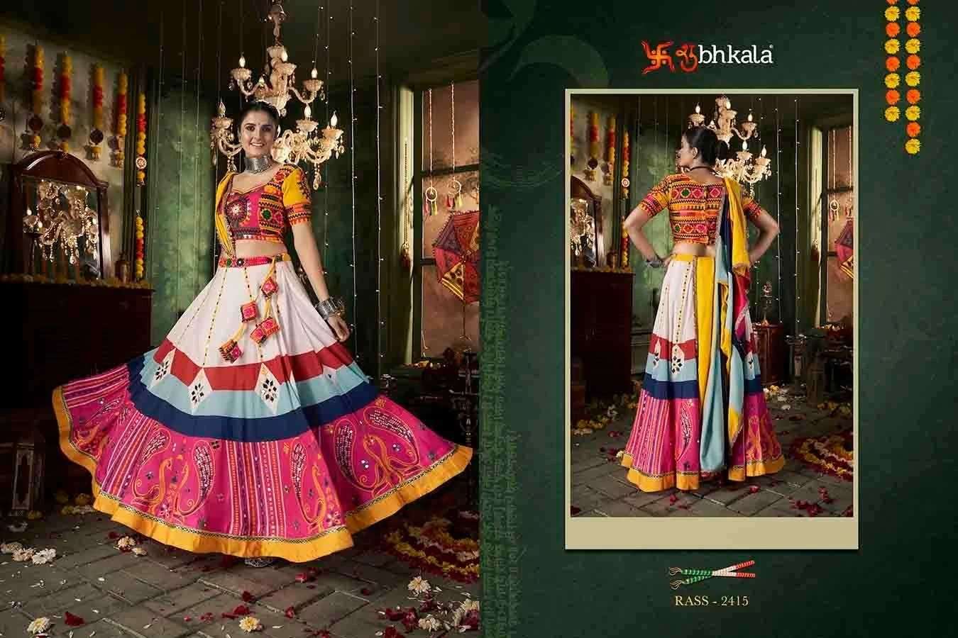 SHUBHKALA PRESENTS RAAS VOL-12 NAVRATRI SPECIAL FULLY STITCH EXCLUSIVE LEHENGA CHOLI CATALOG WHOLESALER AND EXPORTER IN SURAT