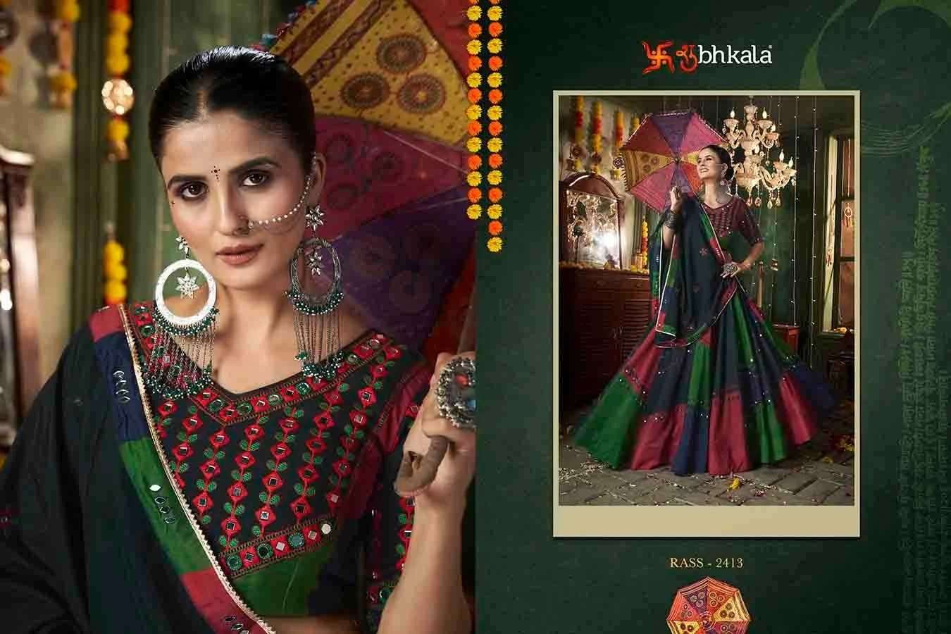 SHUBHKALA PRESENTS RAAS VOL-12 NAVRATRI SPECIAL FULLY STITCH EXCLUSIVE LEHENGA CHOLI CATALOG WHOLESALER AND EXPORTER IN SURAT