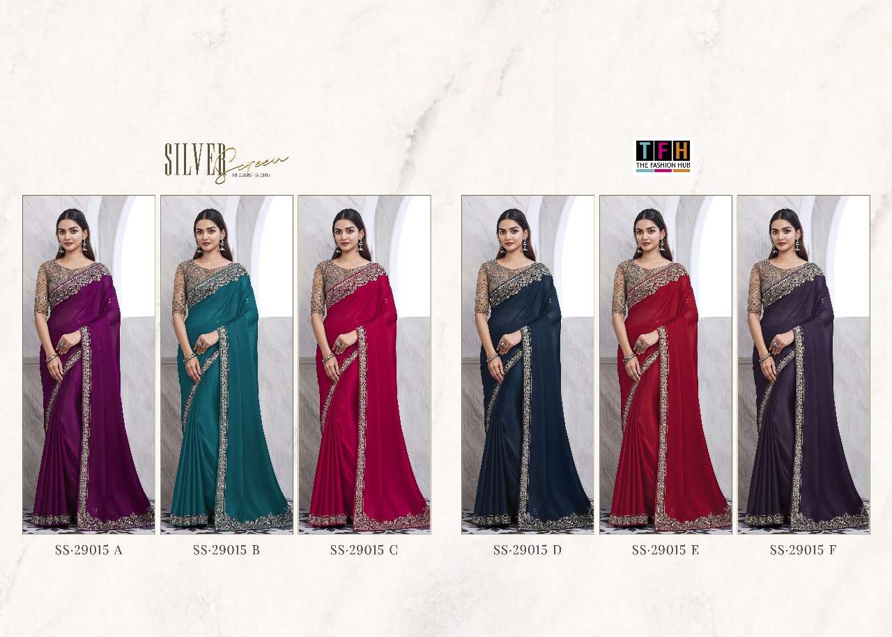 TFH PRESENTS SILVER SCREEN HIT DESIGN 29015 EXCLUSIVE DESIGNER PARTY WEAR SAREES CATALOG WHOLESALER AND EXPORTER IN SURAT