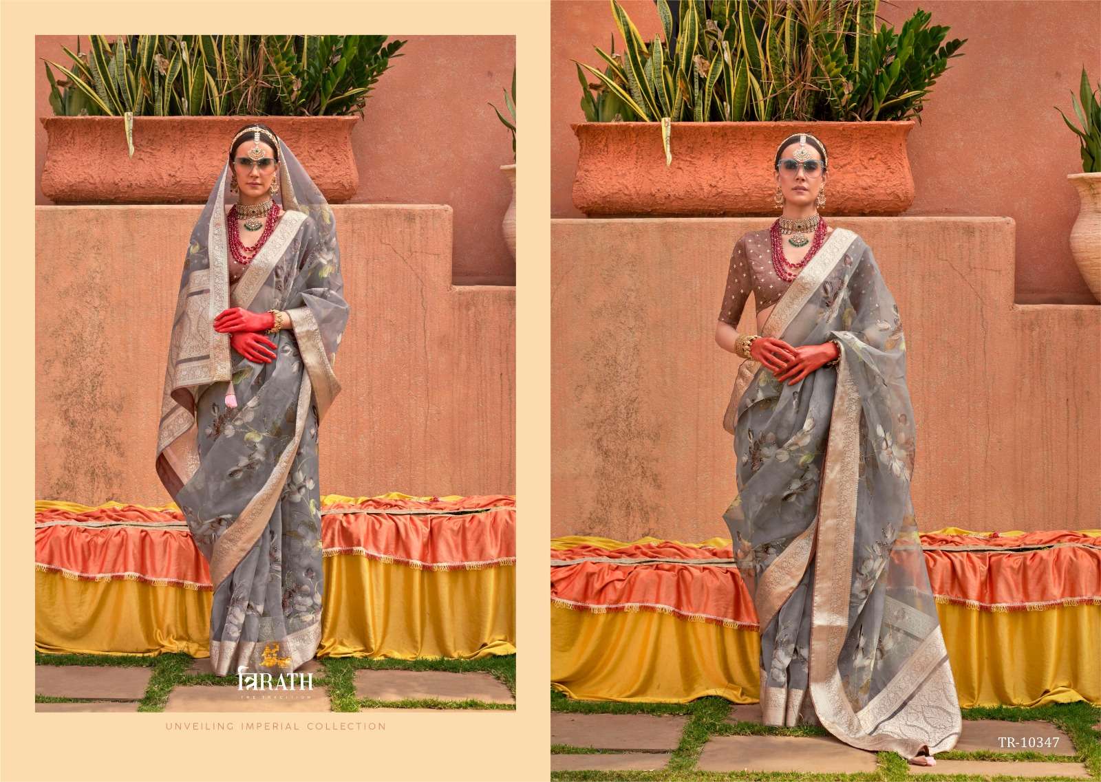TRIRATH PRESENT GEETANJALI SERIES FUNCTION WEAR UNIQUE ORGANZASILK SAREES CATALOG WHOLESALER AND EXPORTER IN SURAT 