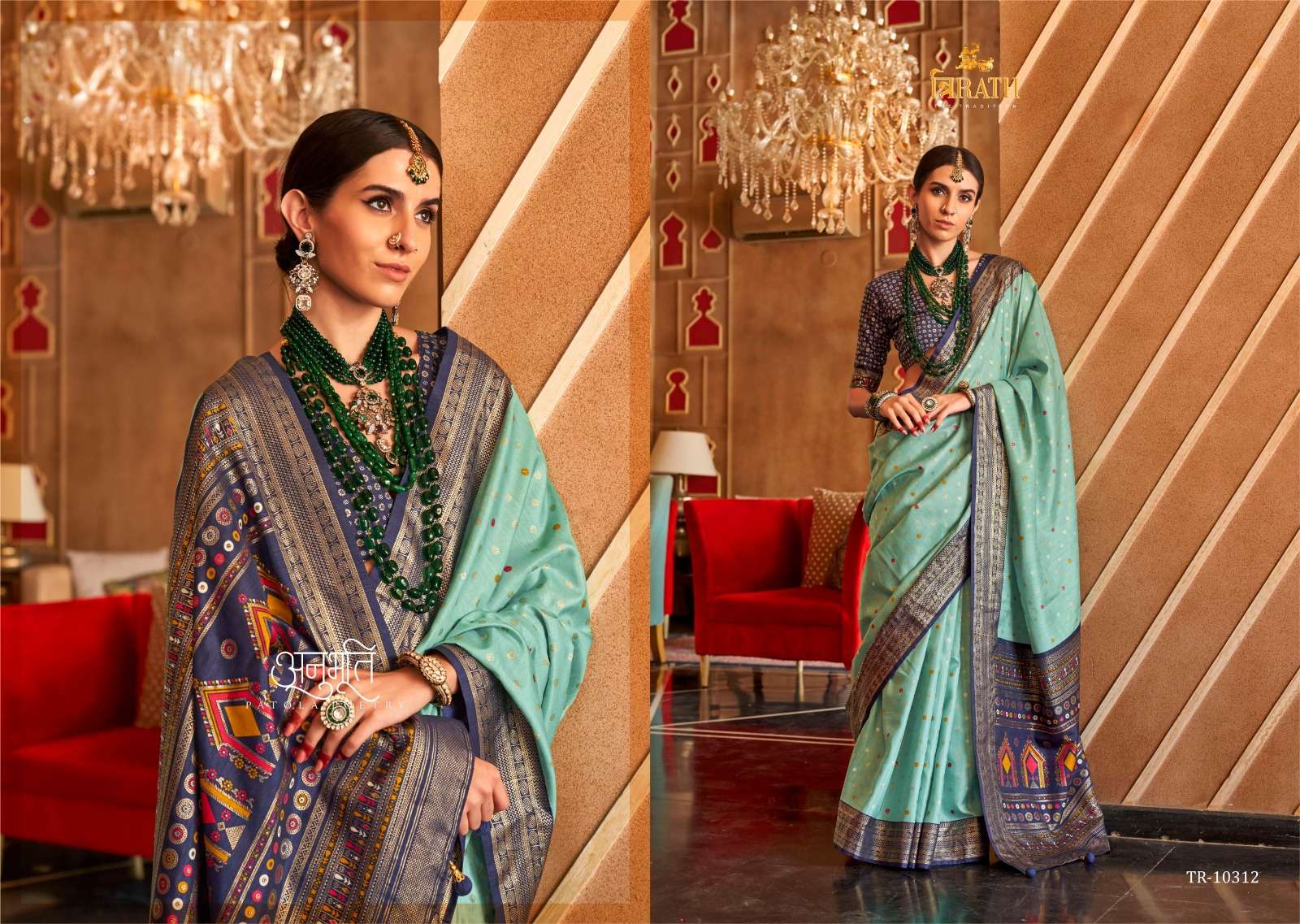 TRIRATH PRESENT HASTPATOLA DESIGNER WEDDING WEAR PATOLA SAREES CATALOG WHOLESALER AND EXPORTER IN SURAT  