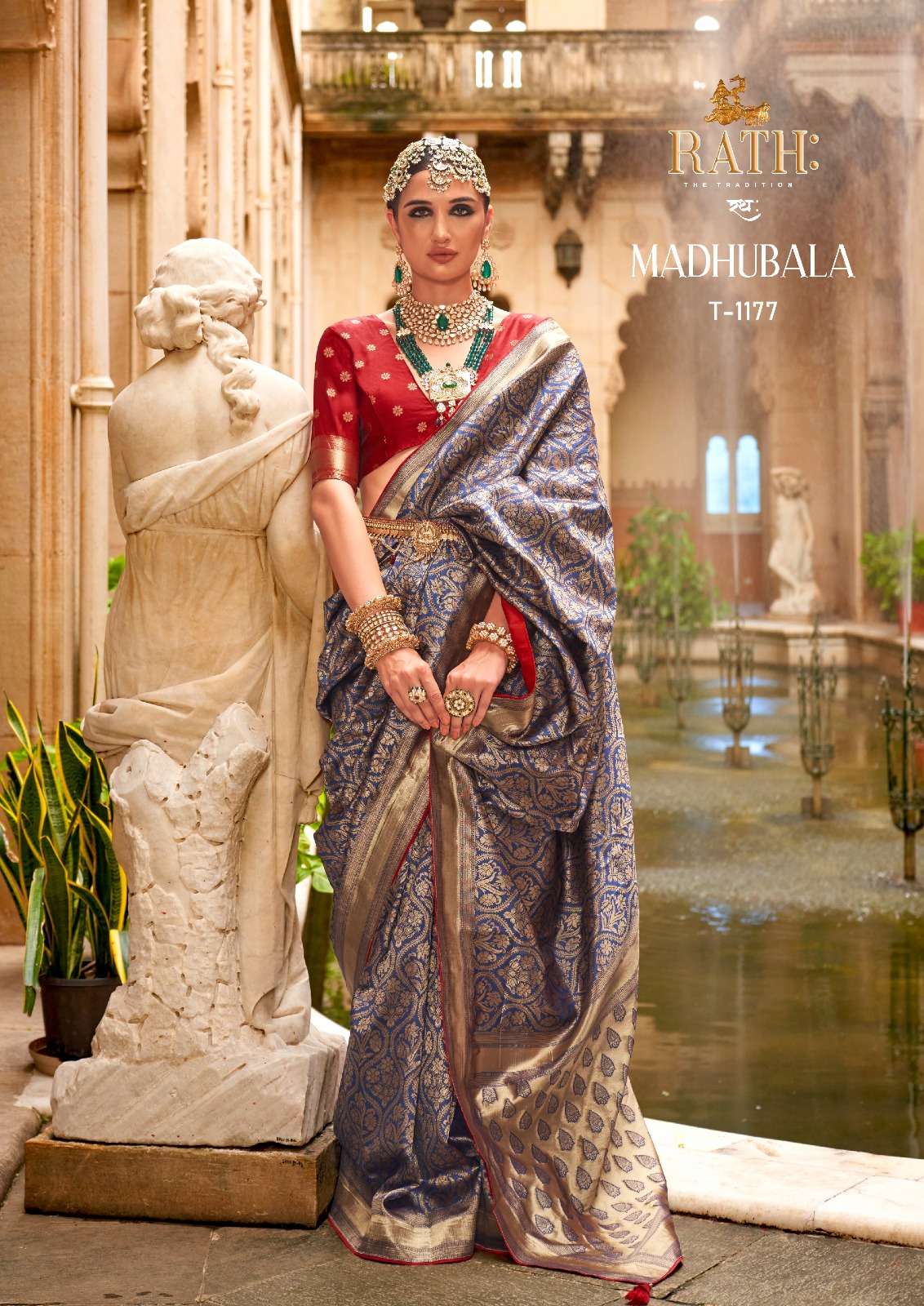 TRIRATH PRESENT MADHUBALA FUNCTION WEAR SILK SAREES CATALOG WHOLESALER AND EXPORTER IN SURAT 
