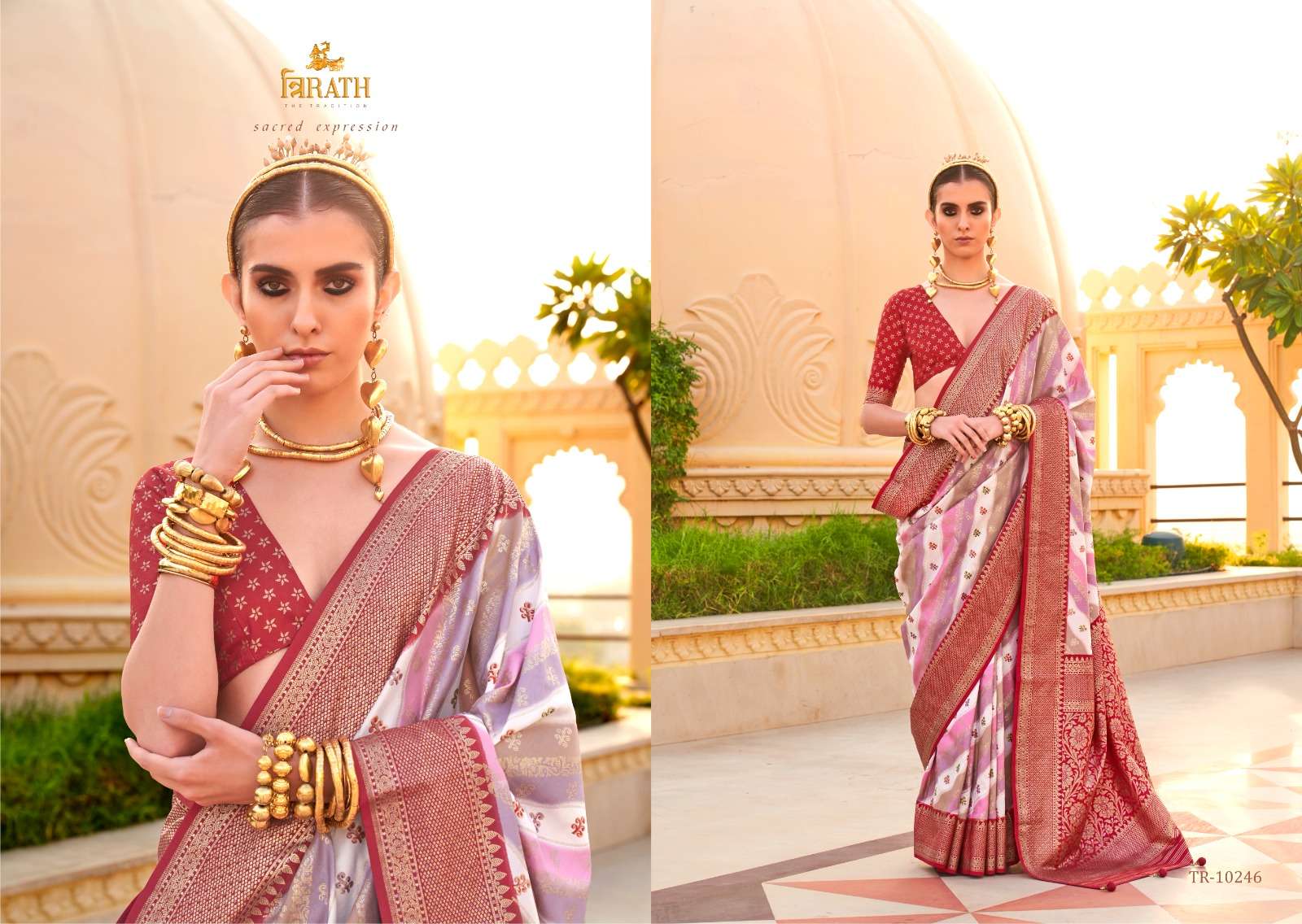 TRIRATH PRESENT PRATHA DESIGNER WEDDING WEAR SAREES CATALOG WHOLESALER AND EXPORTER IN SURAT  
