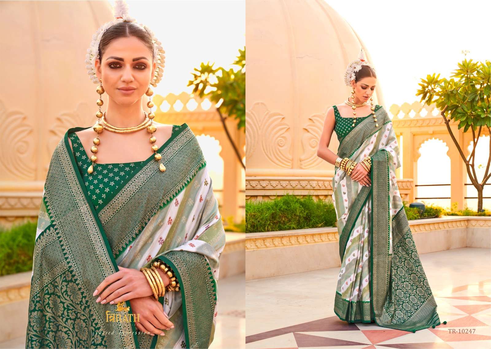 TRIRATH PRESENT PRATHA DESIGNER WEDDING WEAR SAREES CATALOG WHOLESALER AND EXPORTER IN SURAT  