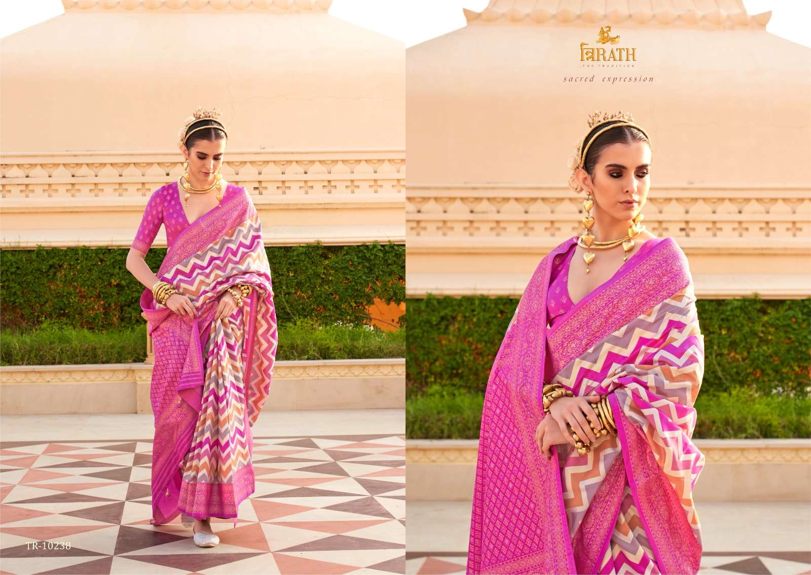 TRIRATH PRESENT PRATHA DESIGNER WEDDING WEAR SAREES CATALOG WHOLESALER AND EXPORTER IN SURAT  
