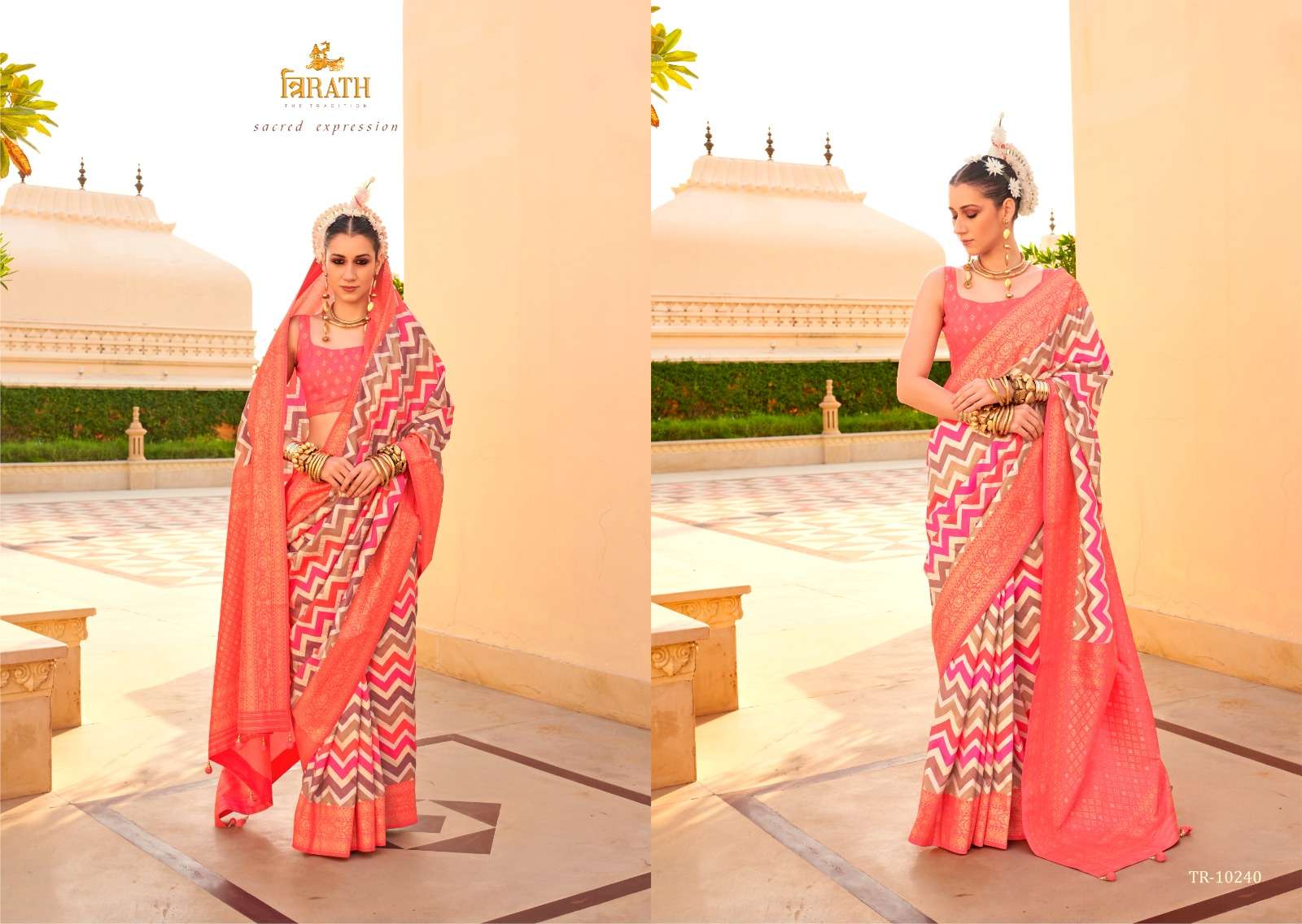TRIRATH PRESENT PRATHA DESIGNER WEDDING WEAR SAREES CATALOG WHOLESALER AND EXPORTER IN SURAT  