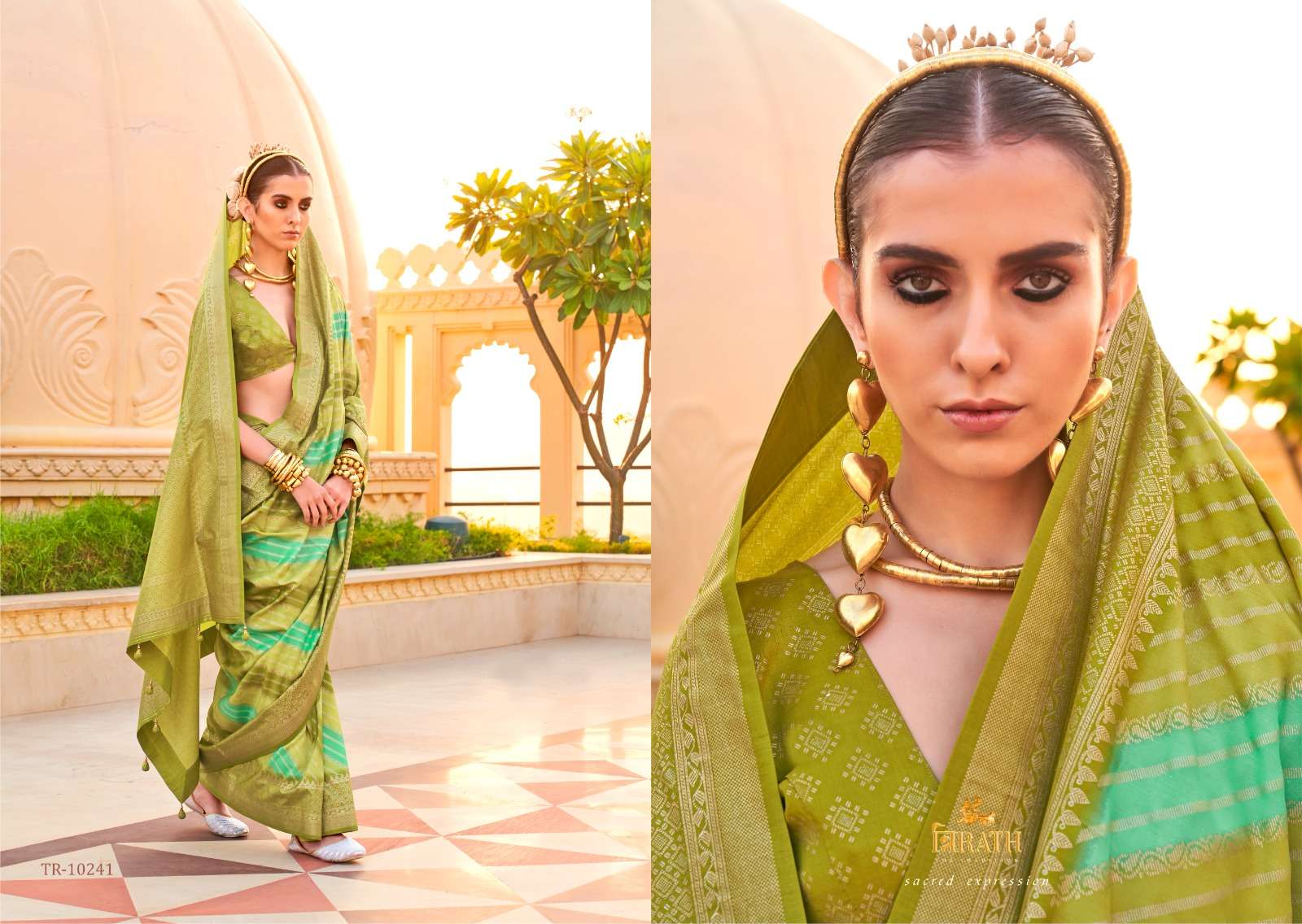 TRIRATH PRESENT PRATHA DESIGNER WEDDING WEAR SAREES CATALOG WHOLESALER AND EXPORTER IN SURAT  
