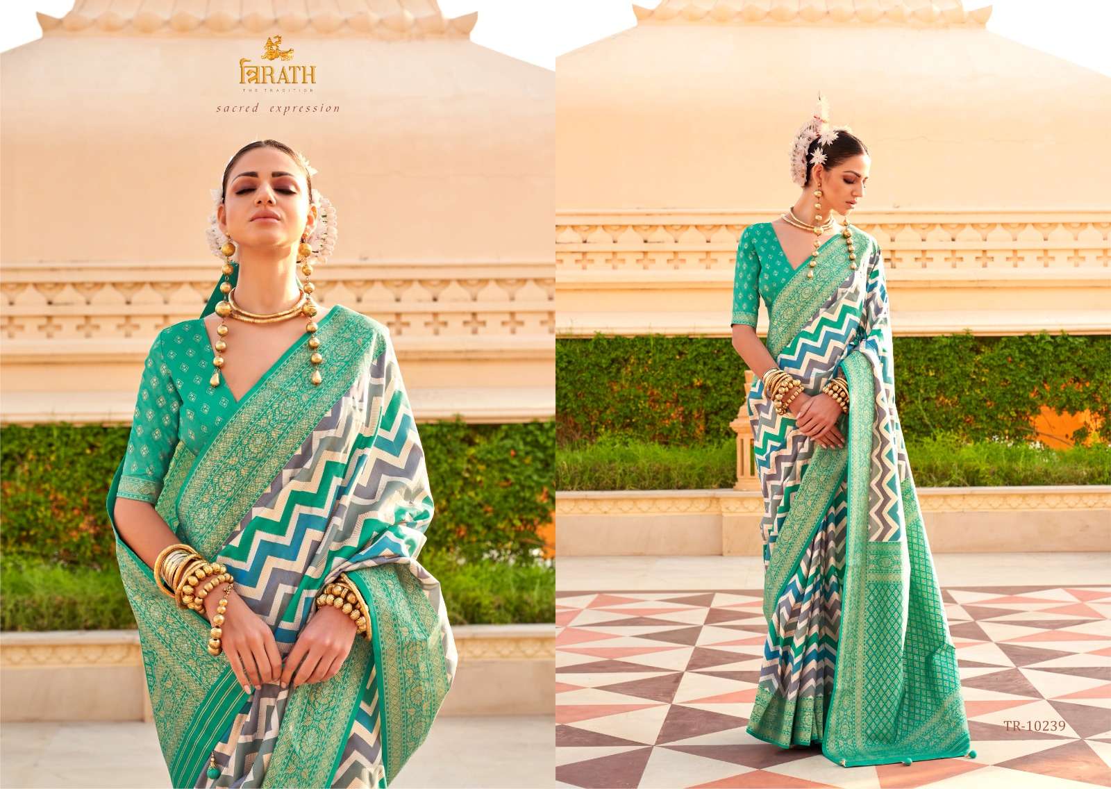 TRIRATH PRESENT PRATHA DESIGNER WEDDING WEAR SAREES CATALOG WHOLESALER AND EXPORTER IN SURAT  