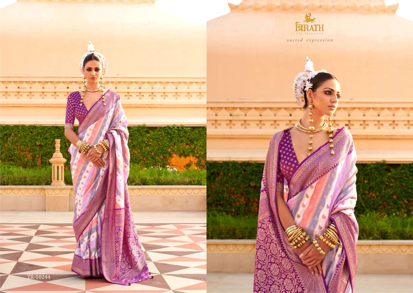 TRIRATH PRESENT PRATHA DESIGNER WEDDING WEAR SAREES CATALOG WHOLESALER AND EXPORTER IN SURAT  