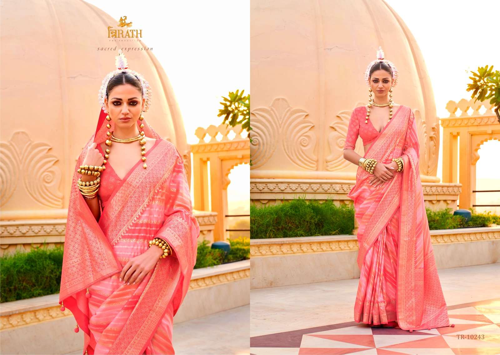TRIRATH PRESENT PRATHA DESIGNER WEDDING WEAR SAREES CATALOG WHOLESALER AND EXPORTER IN SURAT  