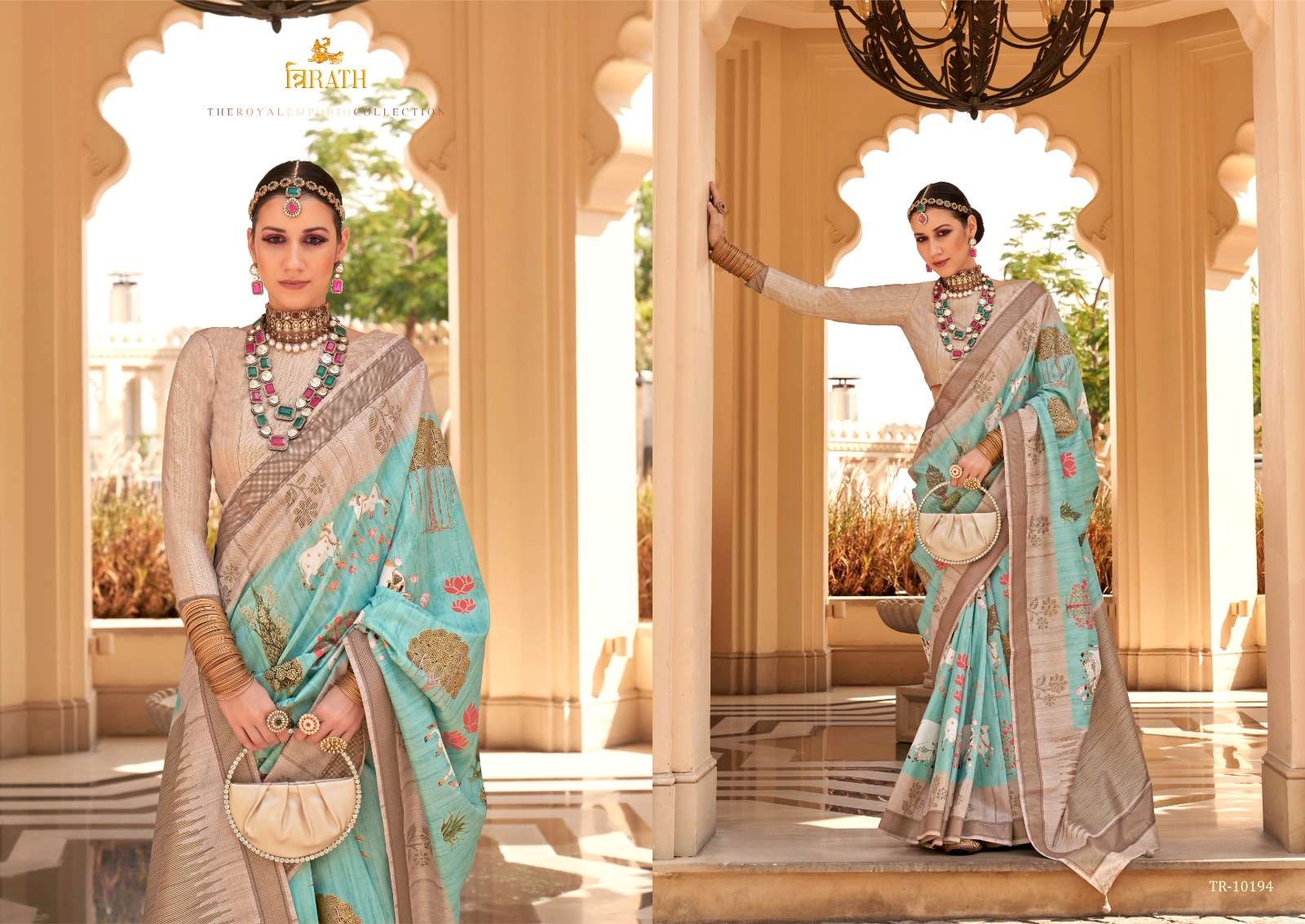 TRIRATH PRESENT SAVERA DESIGNER WEDDING WEAR SAREES CATALOG WHOLESALER AND EXPORTER IN SURAT  