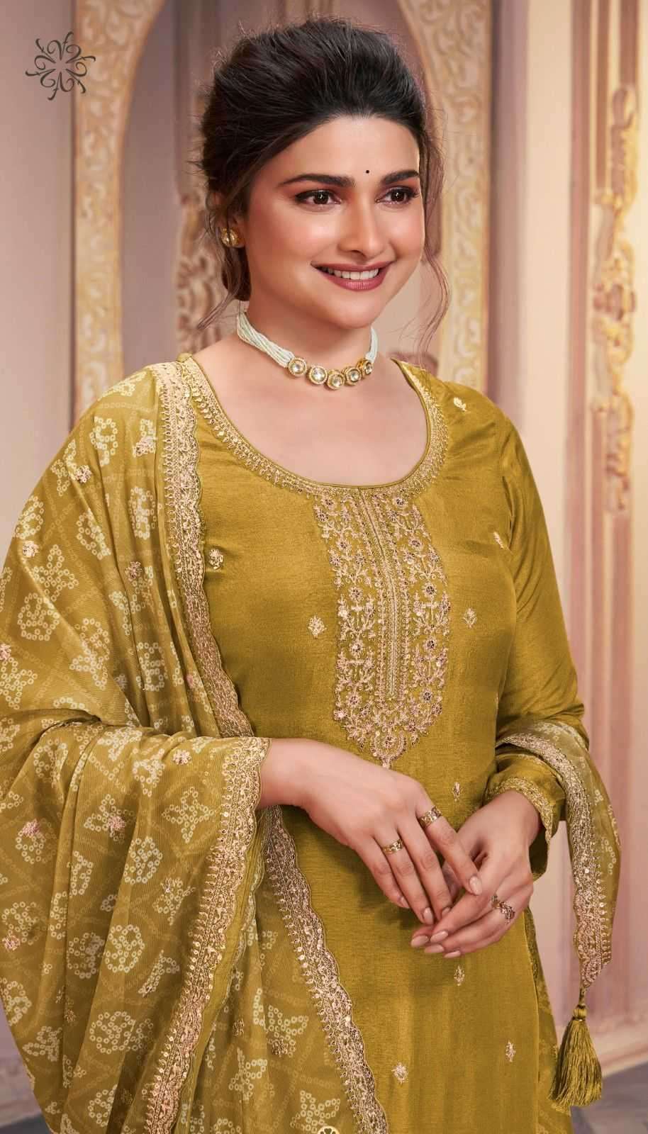 VINAY PRESENTS SAANJH EMBROIDERED SILK GEORGETTE ELEGENCE STYLE DRESS MATERIAL CATALOG WHOLESALER AND EXPORTER IN SURAT