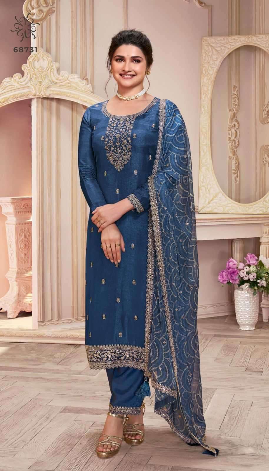 VINAY PRESENTS SAANJH EMBROIDERED SILK GEORGETTE ELEGENCE STYLE DRESS MATERIAL CATALOG WHOLESALER AND EXPORTER IN SURAT