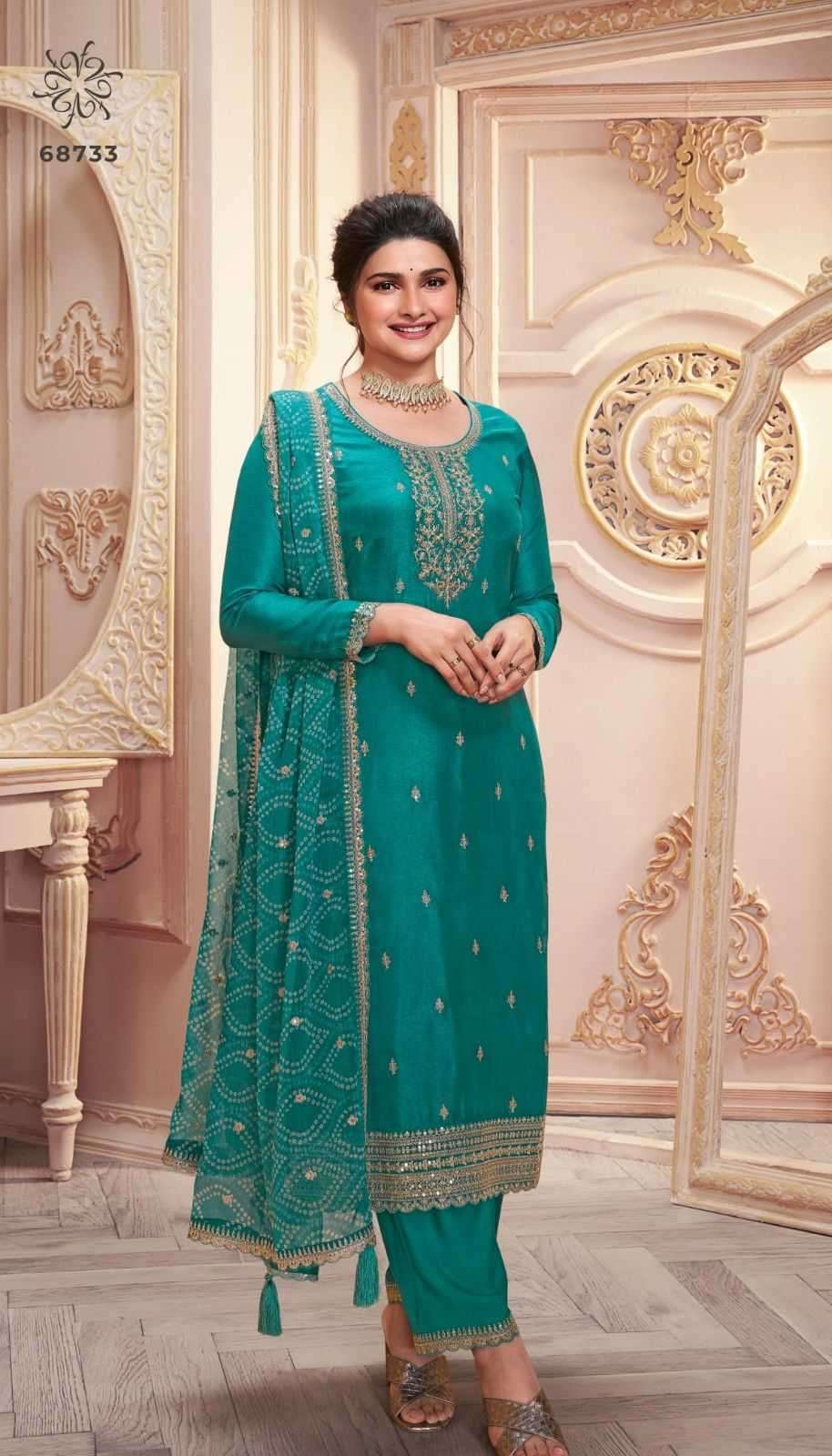 VINAY PRESENTS SAANJH EMBROIDERED SILK GEORGETTE ELEGENCE STYLE DRESS MATERIAL CATALOG WHOLESALER AND EXPORTER IN SURAT