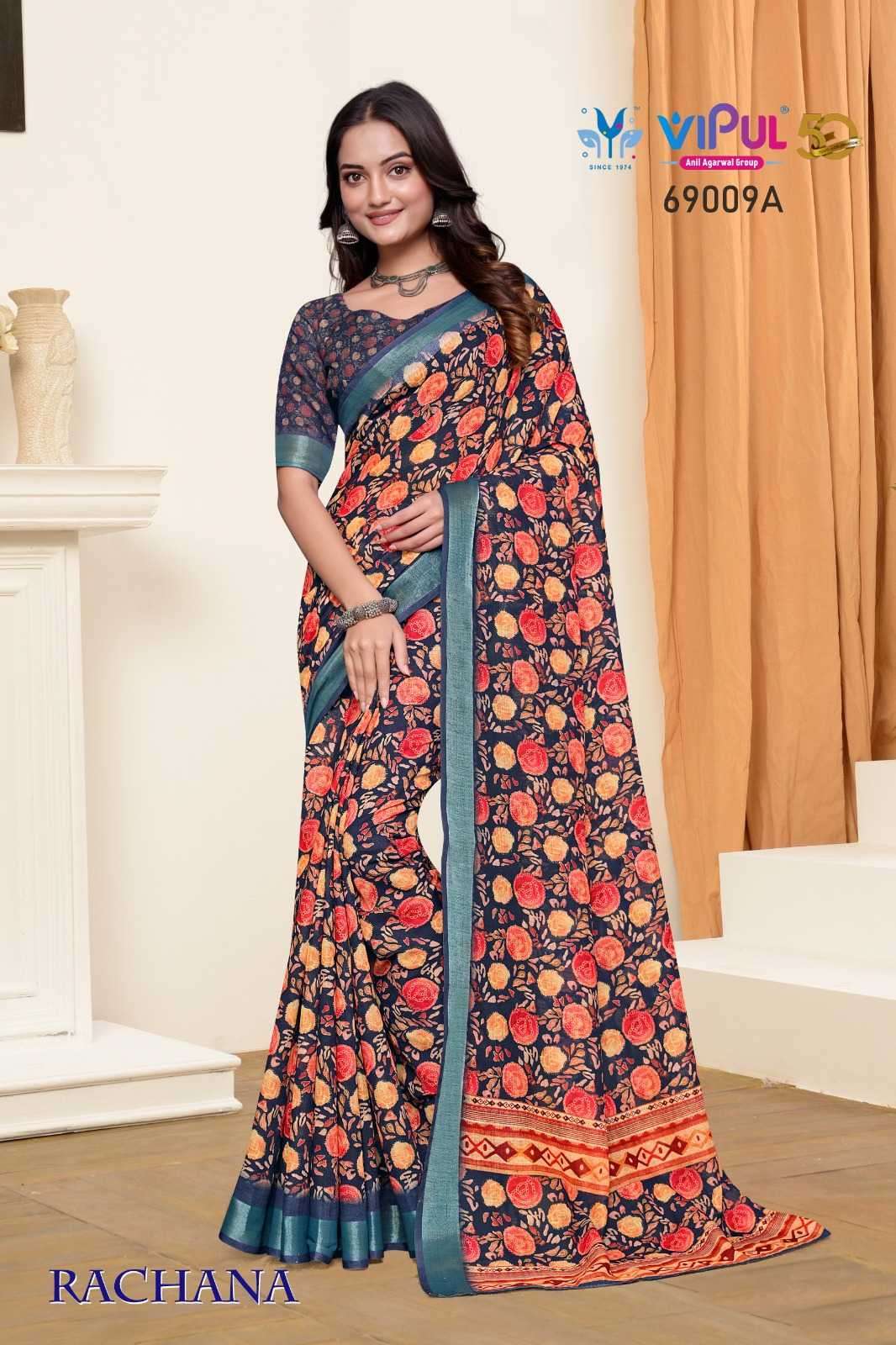 VIPUL PRESENTS RACHANA LINEN PRINT REGULAR WEAR FANCY SAREE CATALOG WHOLESALER AND EXPORTER IN SURAT