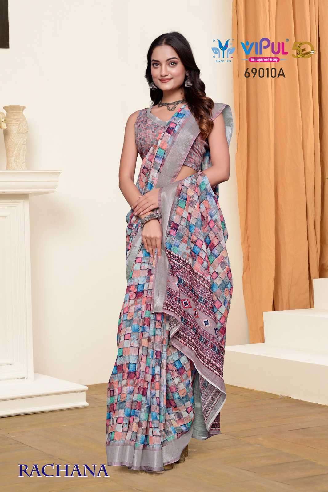 VIPUL PRESENTS RACHANA LINEN PRINT REGULAR WEAR FANCY SAREE CATALOG WHOLESALER AND EXPORTER IN SURAT