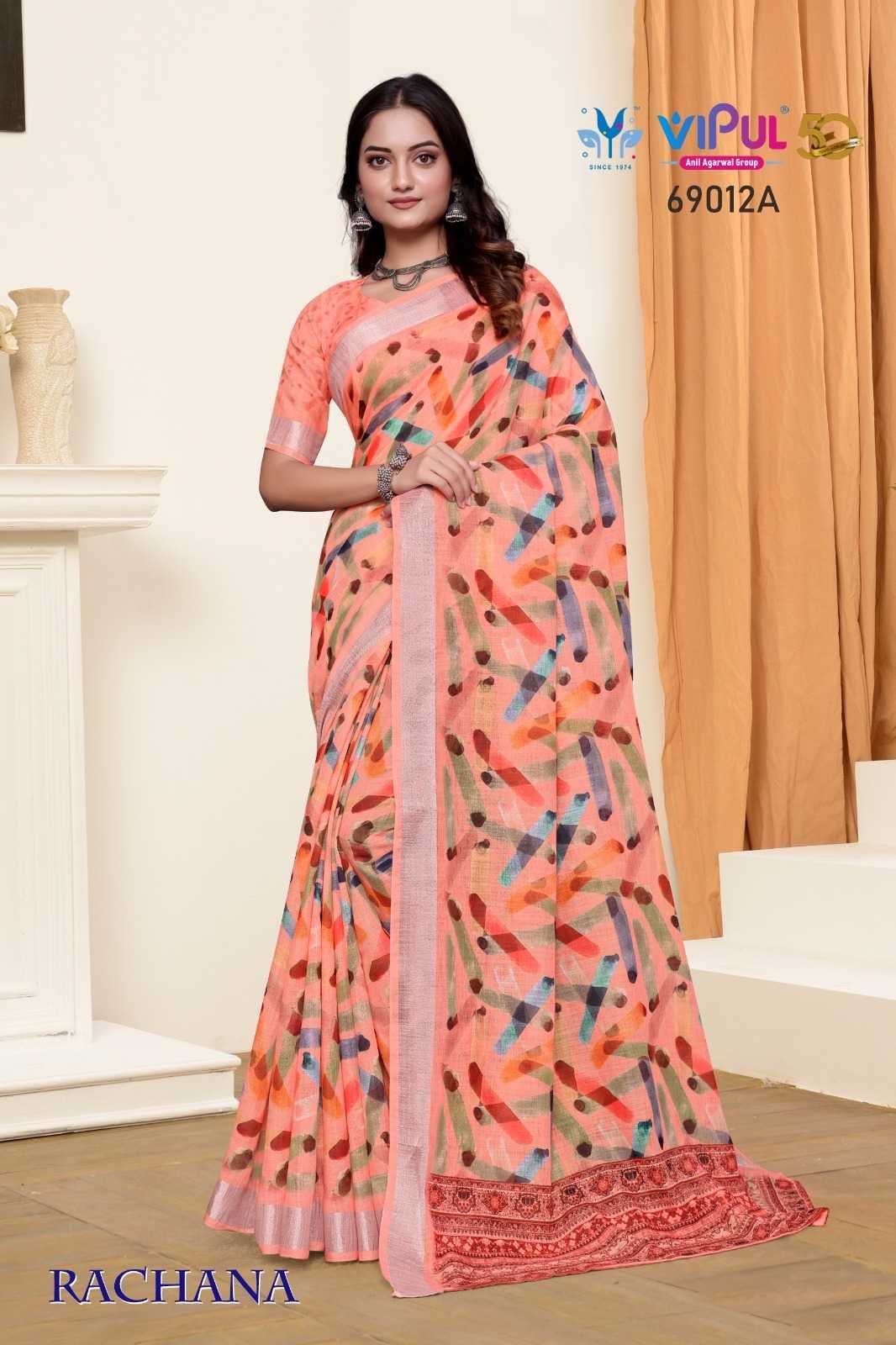 VIPUL PRESENTS RACHANA LINEN PRINT REGULAR WEAR FANCY SAREE CATALOG WHOLESALER AND EXPORTER IN SURAT