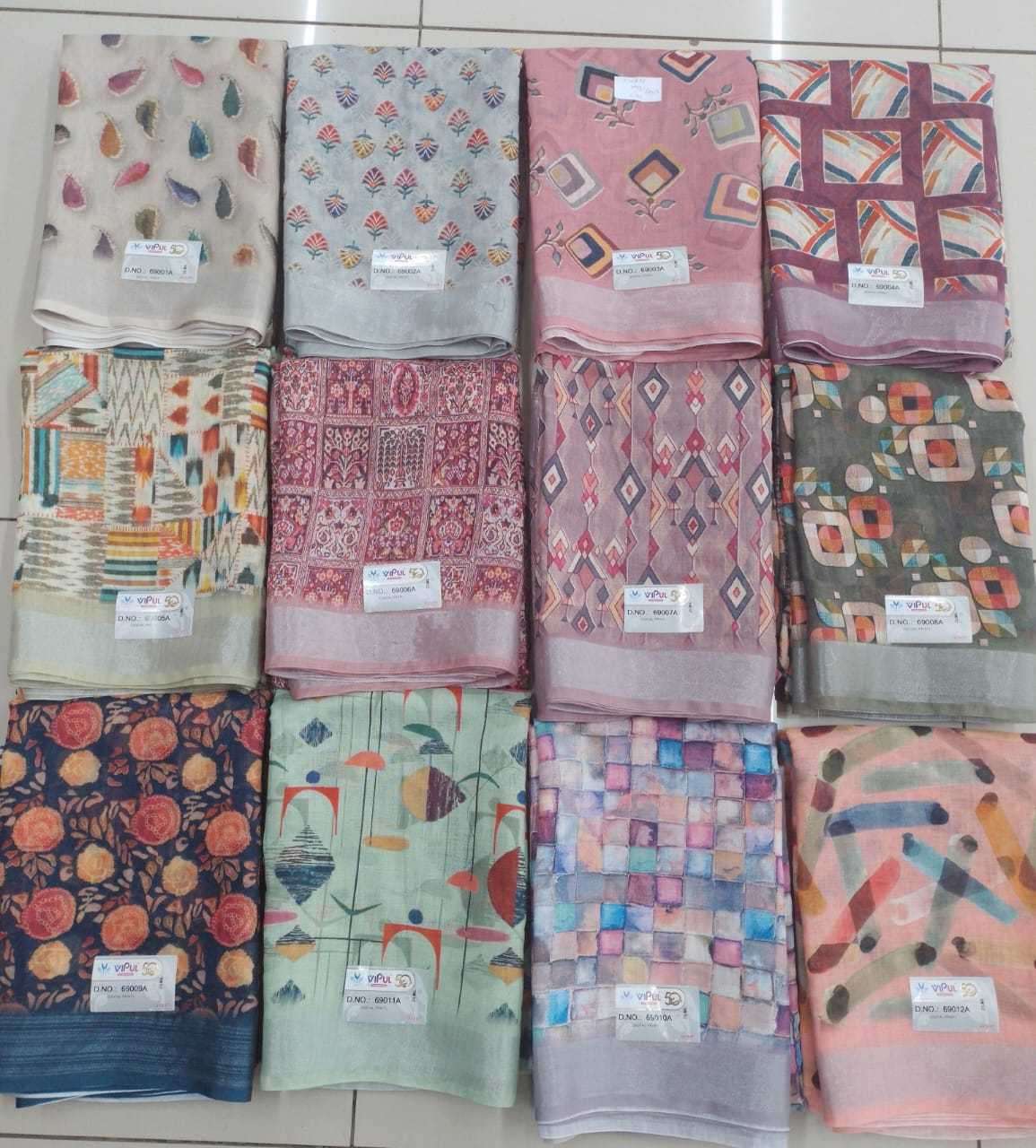 VIPUL PRESENTS RACHANA LINEN PRINT REGULAR WEAR FANCY SAREE CATALOG WHOLESALER AND EXPORTER IN SURAT