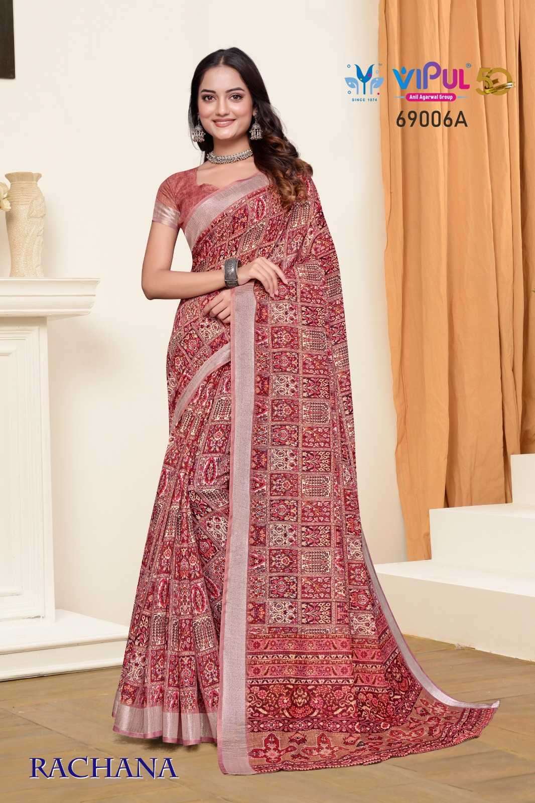 VIPUL PRESENTS RACHANA LINEN PRINT REGULAR WEAR FANCY SAREE CATALOG WHOLESALER AND EXPORTER IN SURAT
