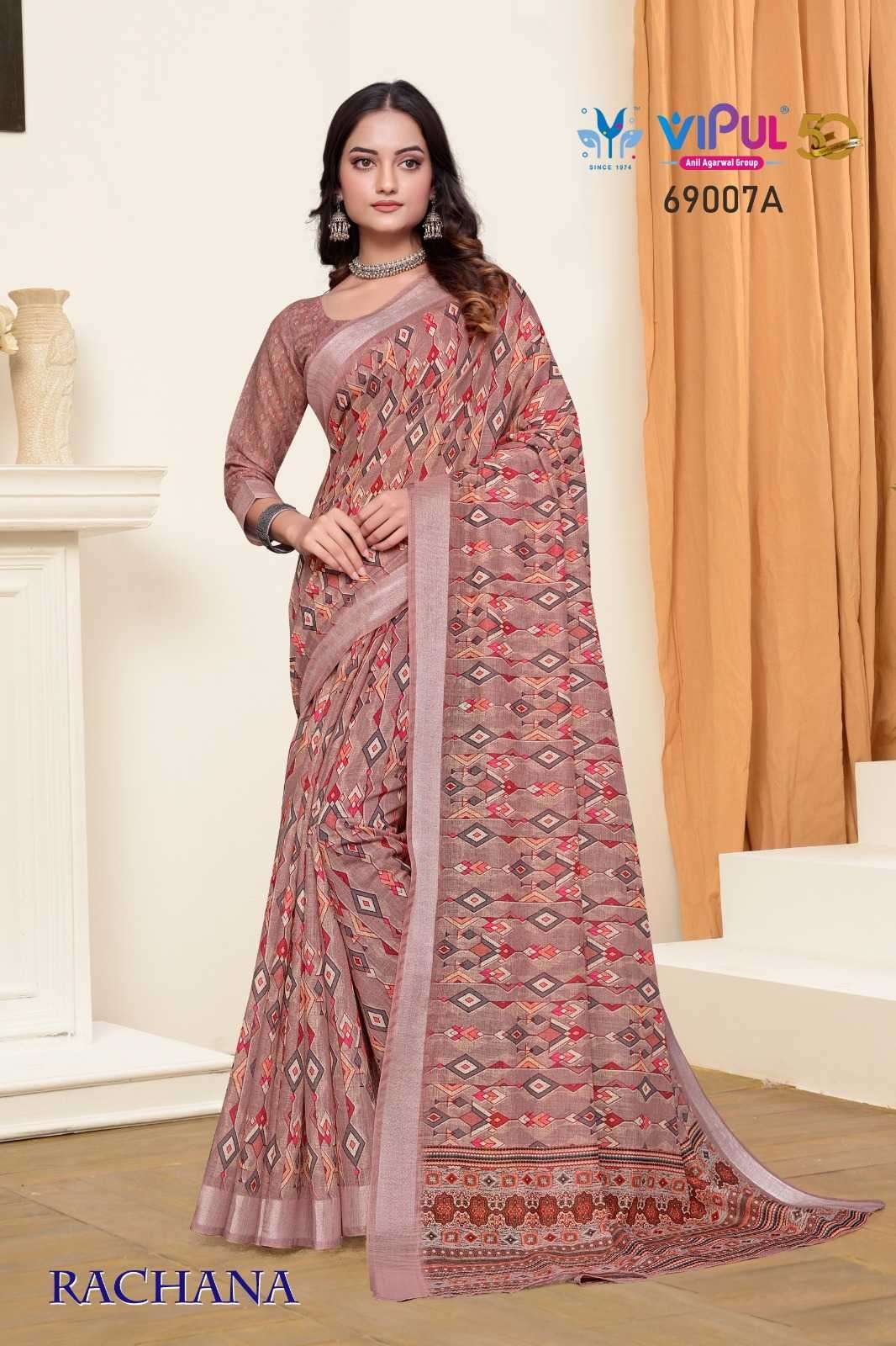 VIPUL PRESENTS RACHANA LINEN PRINT REGULAR WEAR FANCY SAREE CATALOG WHOLESALER AND EXPORTER IN SURAT