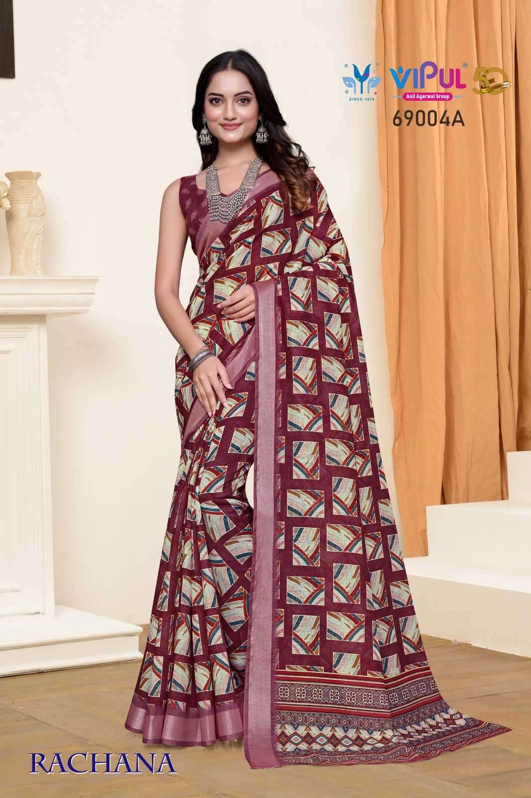 VIPUL PRESENTS RACHANA LINEN PRINT REGULAR WEAR FANCY SAREE CATALOG WHOLESALER AND EXPORTER IN SURAT