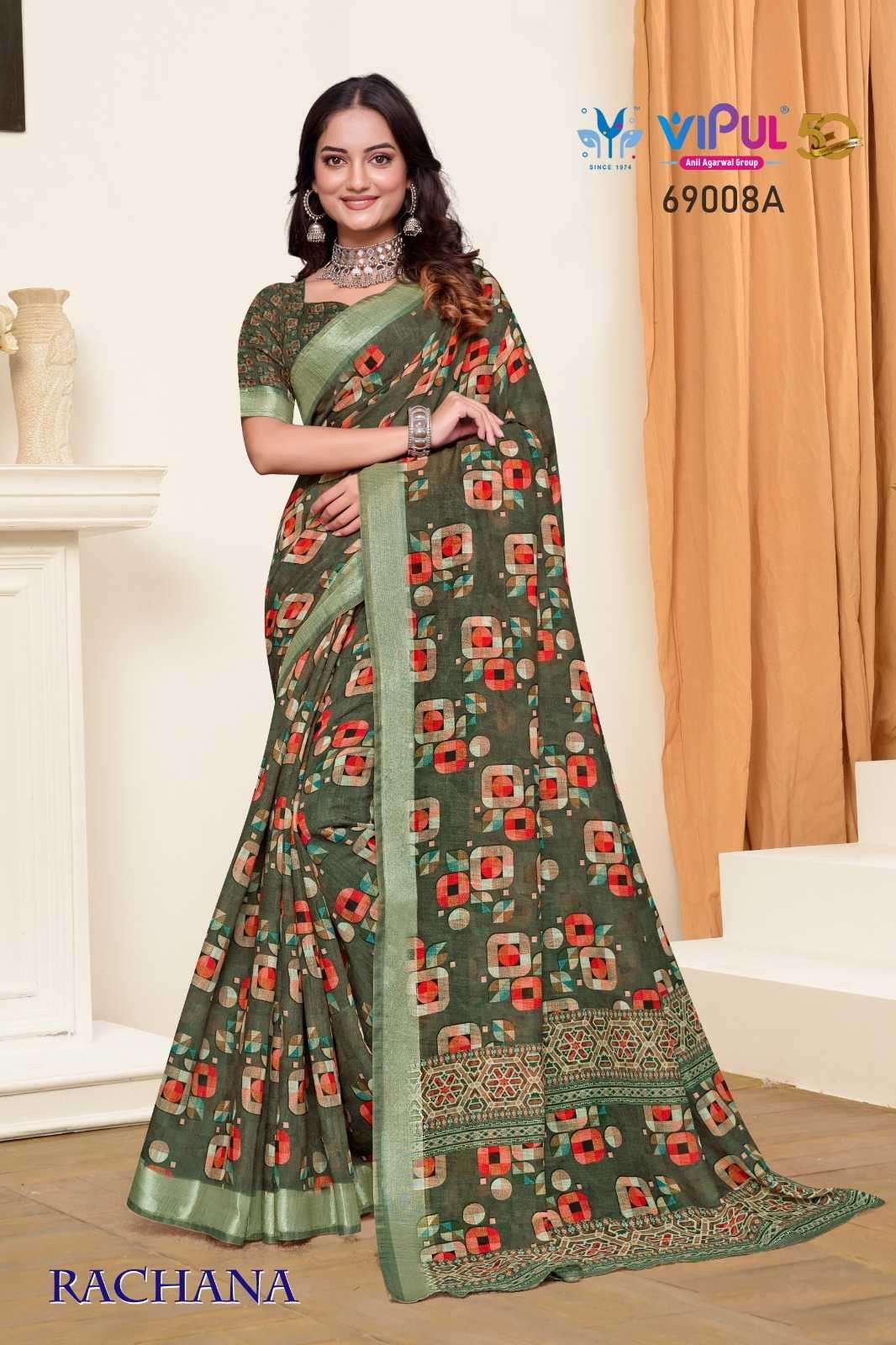 VIPUL PRESENTS RACHANA LINEN PRINT REGULAR WEAR FANCY SAREE CATALOG WHOLESALER AND EXPORTER IN SURAT