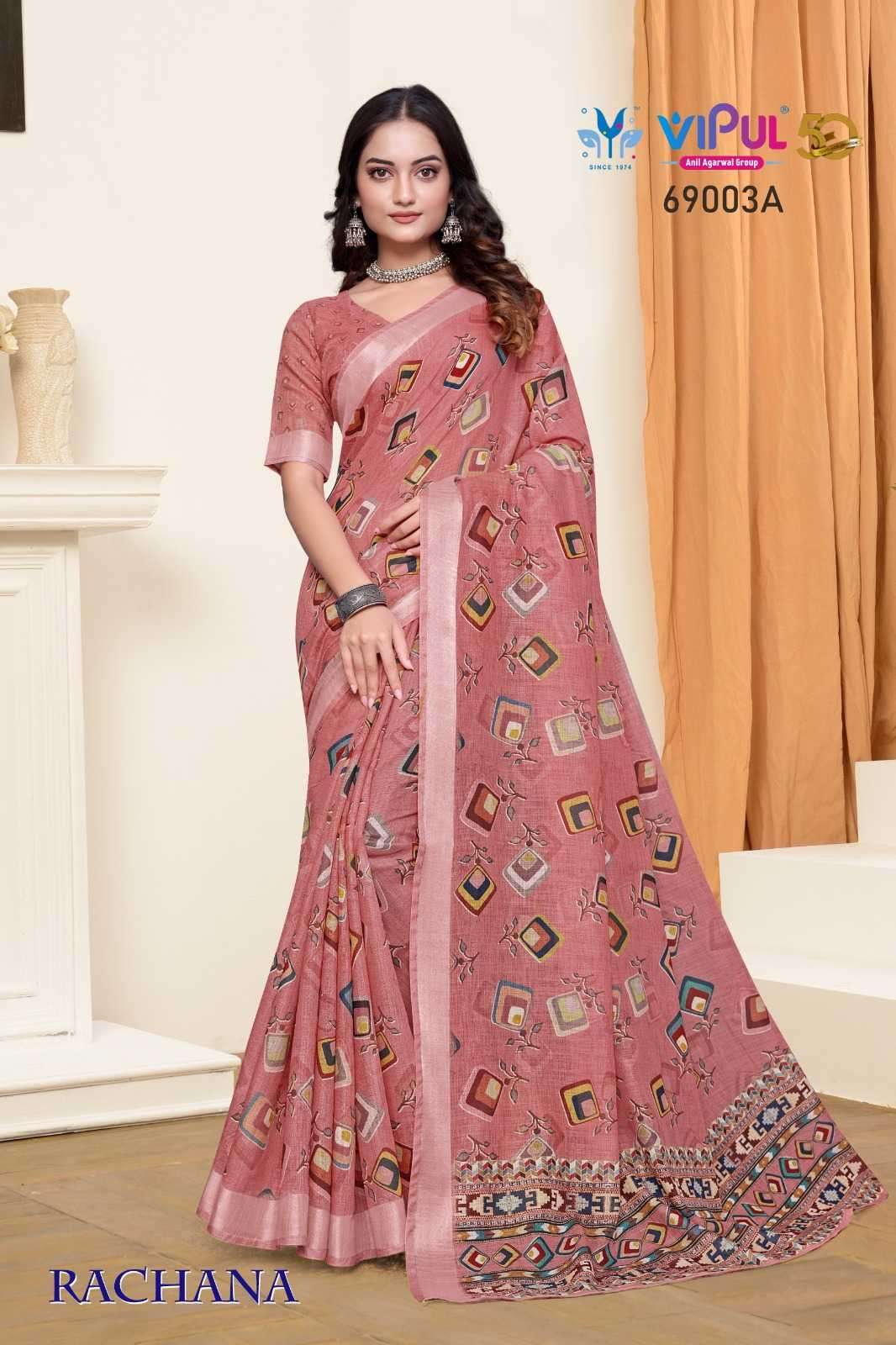VIPUL PRESENTS RACHANA LINEN PRINT REGULAR WEAR FANCY SAREE CATALOG WHOLESALER AND EXPORTER IN SURAT
