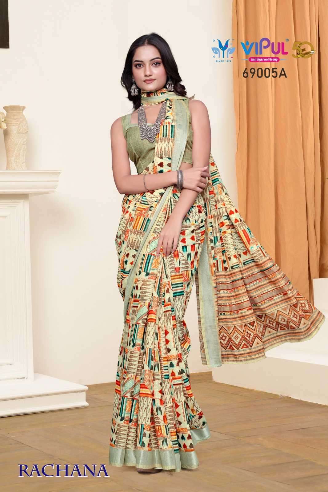 VIPUL PRESENTS RACHANA LINEN PRINT REGULAR WEAR FANCY SAREE CATALOG WHOLESALER AND EXPORTER IN SURAT