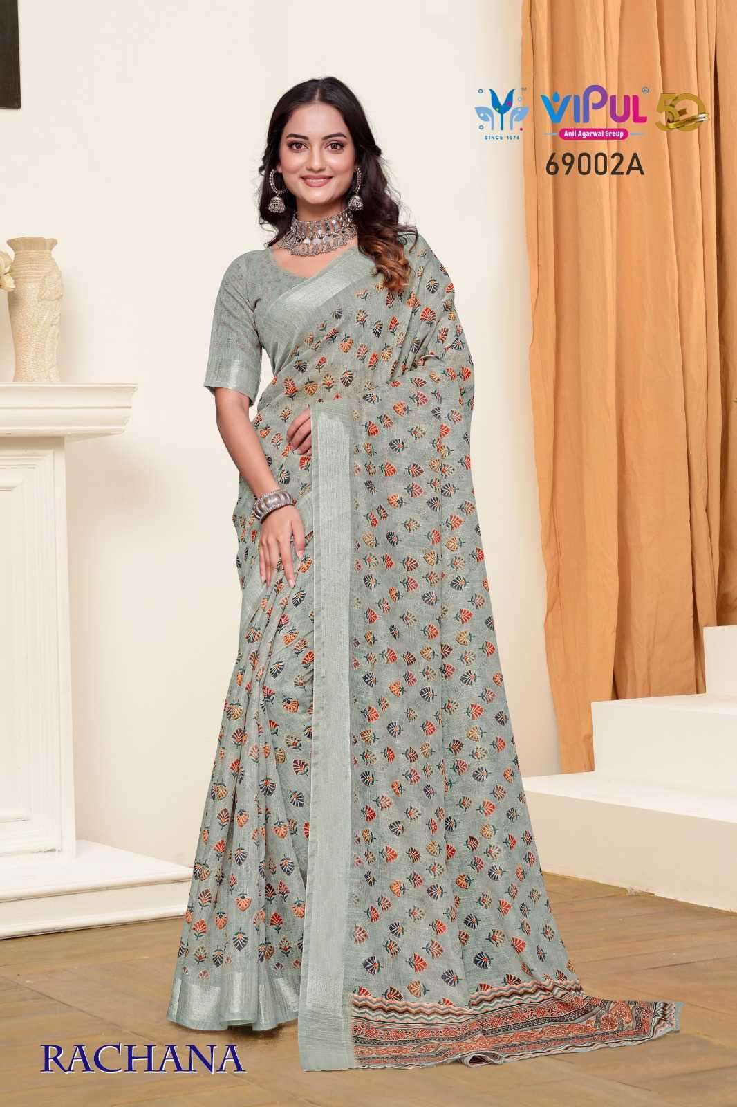 VIPUL PRESENTS RACHANA LINEN PRINT REGULAR WEAR FANCY SAREE CATALOG WHOLESALER AND EXPORTER IN SURAT