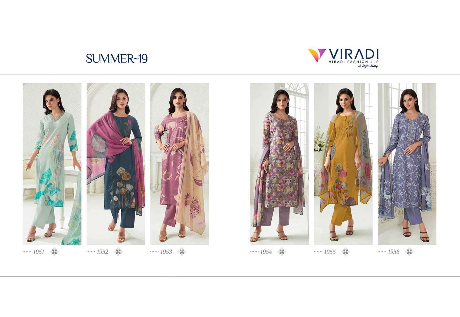VIRADI BY VATSAM PRESENTS SUMMER VOL-19 COTTON EXCLUSIVE DESIGN FULL STITCH 3PCS CATALOG WHOLESALER AND EXPORTER IN SURAT