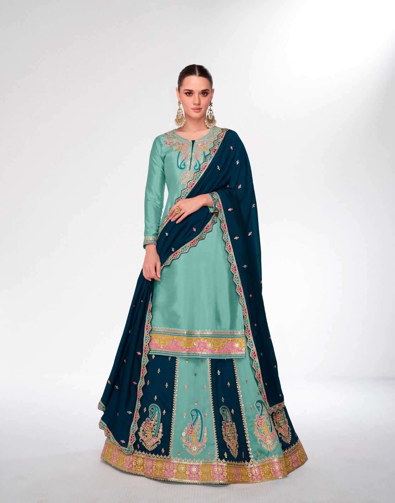 AASHIRWAD CREATION PRESENTS KAHAANI SILK READYMADE SHARARA STYLE PARTY WEAR SUITS CATALOG WHOLESALER AND EXPORTER IN SURAT