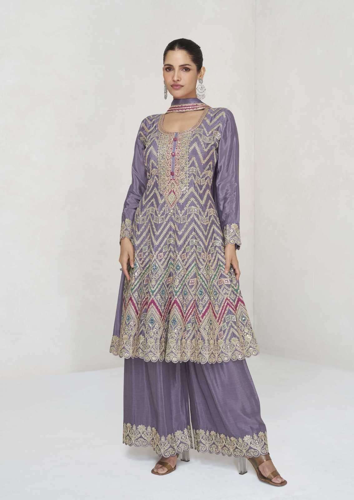 AASHIRWAD CREATION PRESENTS VAANI CHINNON SILK EXCLUSIVE PARTY WEAR SUITS FOR WOMEN CATALOG WHOLESALER 