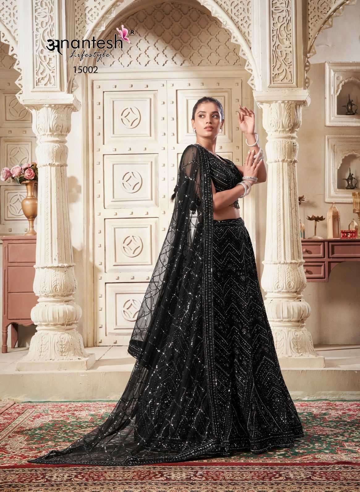 ANANTESH LIFESTYLE PRESENTS WOMEN IN BLACK CLASSIC LOOK READYMADE NET LEHENGA CHOLI CATALOG WHOLESALER AND EXPORTER IN SURAT