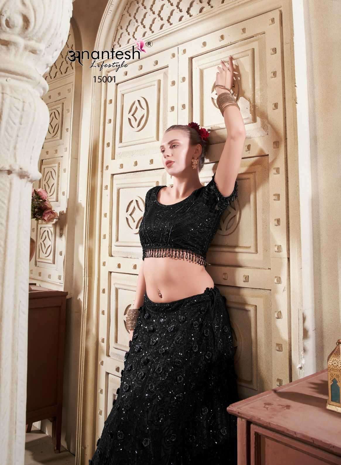 ANANTESH LIFESTYLE PRESENTS WOMEN IN BLACK CLASSIC LOOK READYMADE NET LEHENGA CHOLI CATALOG WHOLESALER AND EXPORTER IN SURAT