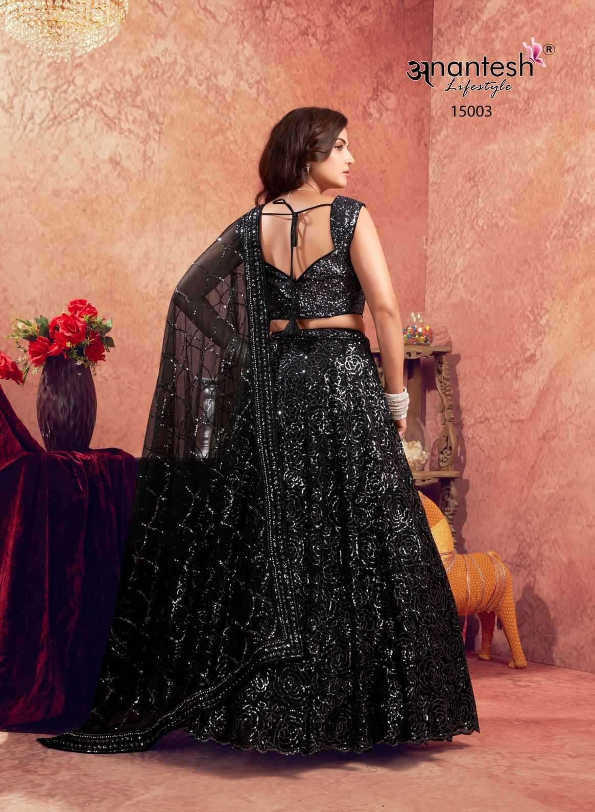 ANANTESH LIFESTYLE PRESENTS WOMEN IN BLACK CLASSIC LOOK READYMADE NET LEHENGA CHOLI CATALOG WHOLESALER AND EXPORTER IN SURAT