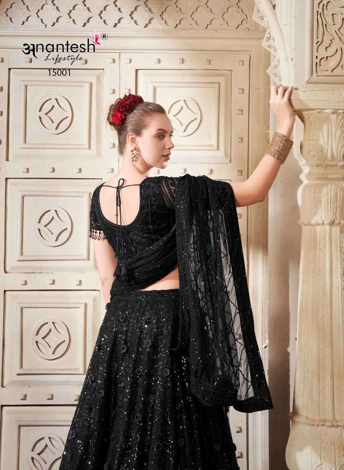 ANANTESH LIFESTYLE PRESENTS WOMEN IN BLACK CLASSIC LOOK READYMADE NET LEHENGA CHOLI CATALOG WHOLESALER AND EXPORTER IN SURAT
