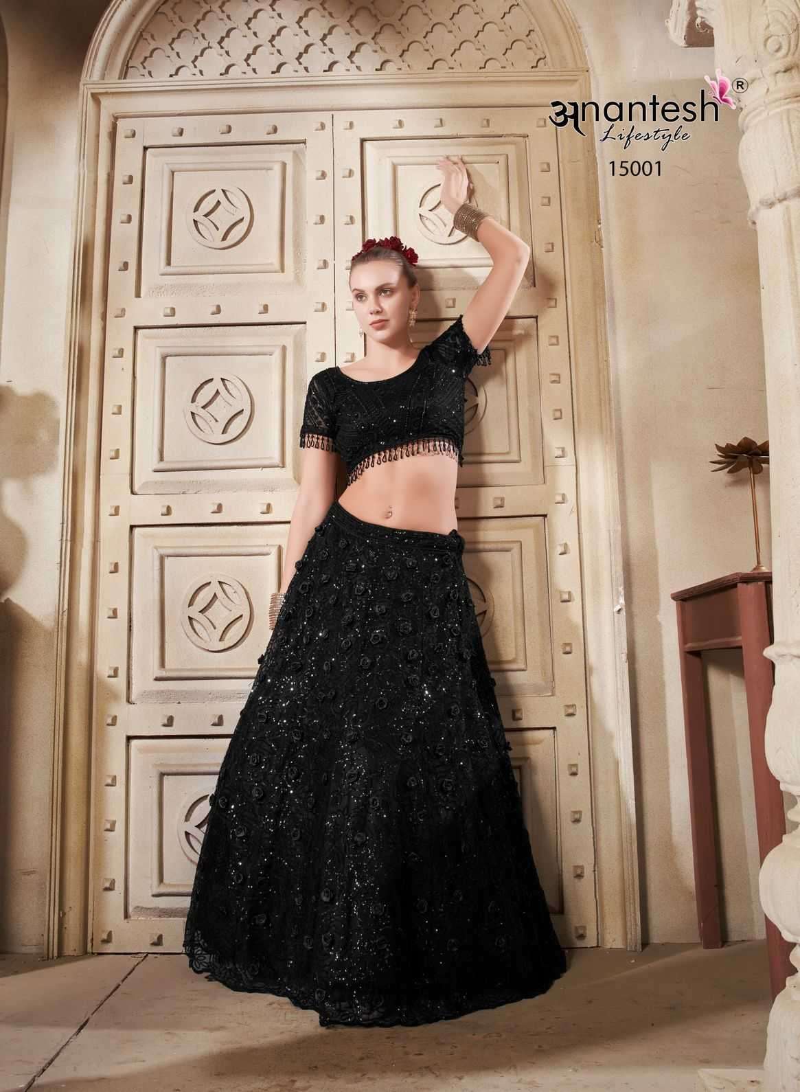 ANANTESH LIFESTYLE PRESENTS WOMEN IN BLACK CLASSIC LOOK READYMADE NET LEHENGA CHOLI CATALOG WHOLESALER AND EXPORTER IN SURAT