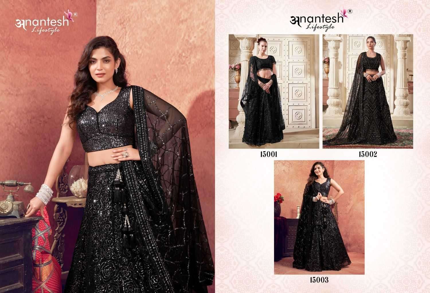 ANANTESH LIFESTYLE PRESENTS WOMEN IN BLACK CLASSIC LOOK READYMADE NET LEHENGA CHOLI CATALOG WHOLESALER AND EXPORTER IN SURAT