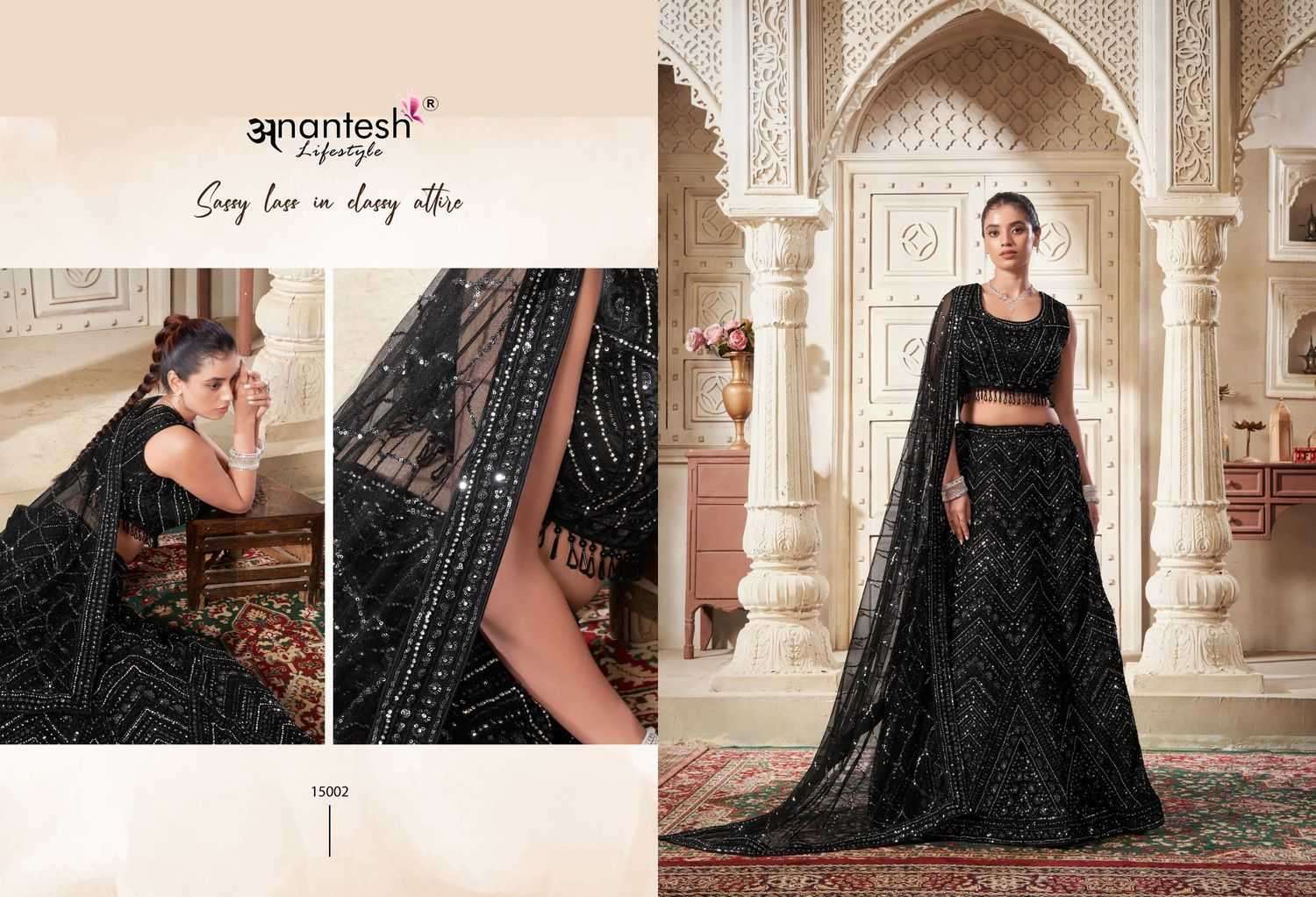 ANANTESH LIFESTYLE PRESENTS WOMEN IN BLACK CLASSIC LOOK READYMADE NET LEHENGA CHOLI CATALOG WHOLESALER AND EXPORTER IN SURAT