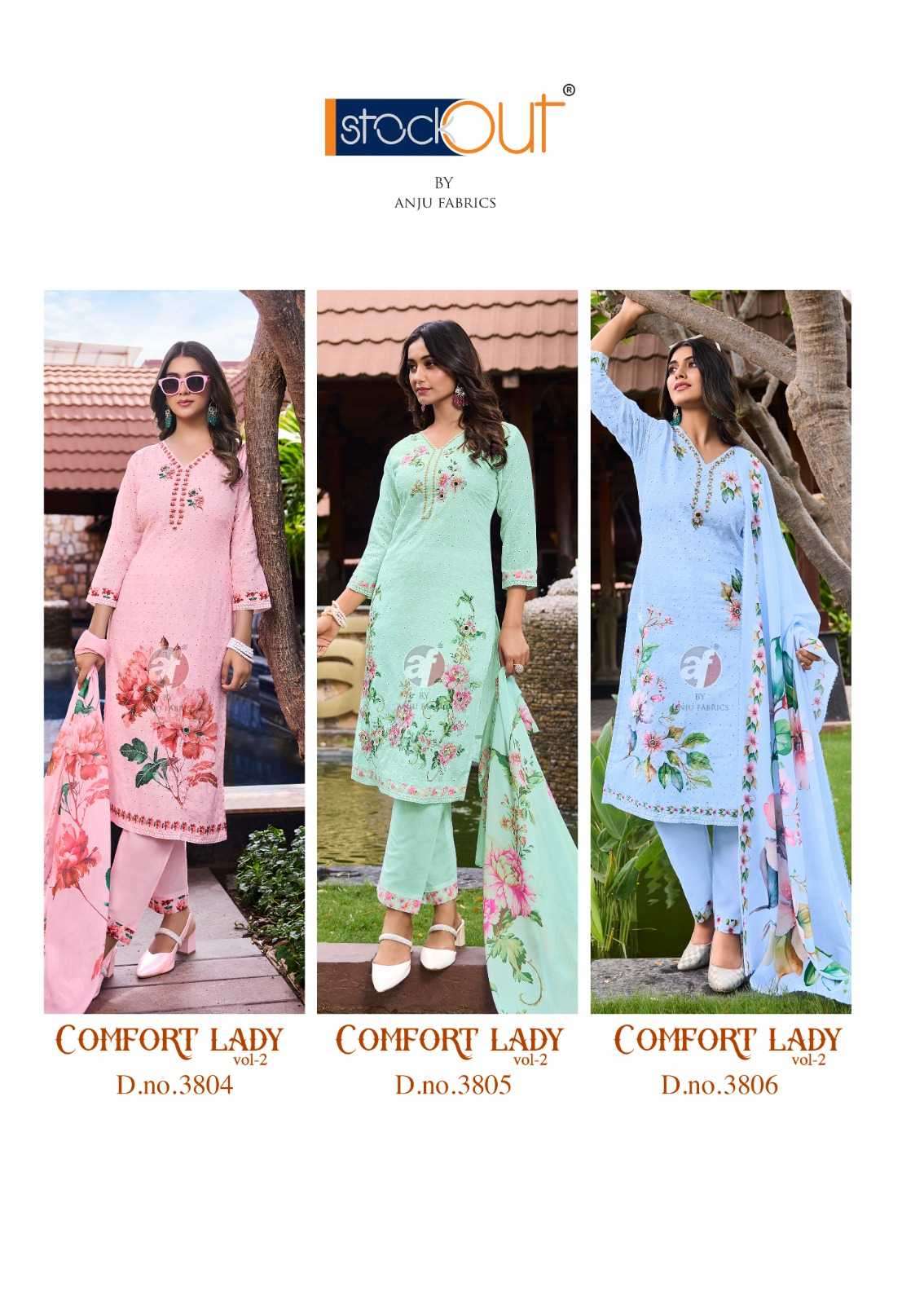 ANJU FAB PRESENTS COMFORT LADY VOL-2 EXCLUSIVE PARTY WEAR COTTON SCHIFFLI WORK READYMADE BIG SIZE 3PCS KURTIS CATALOG WHOLESALER AND EXPORTER  