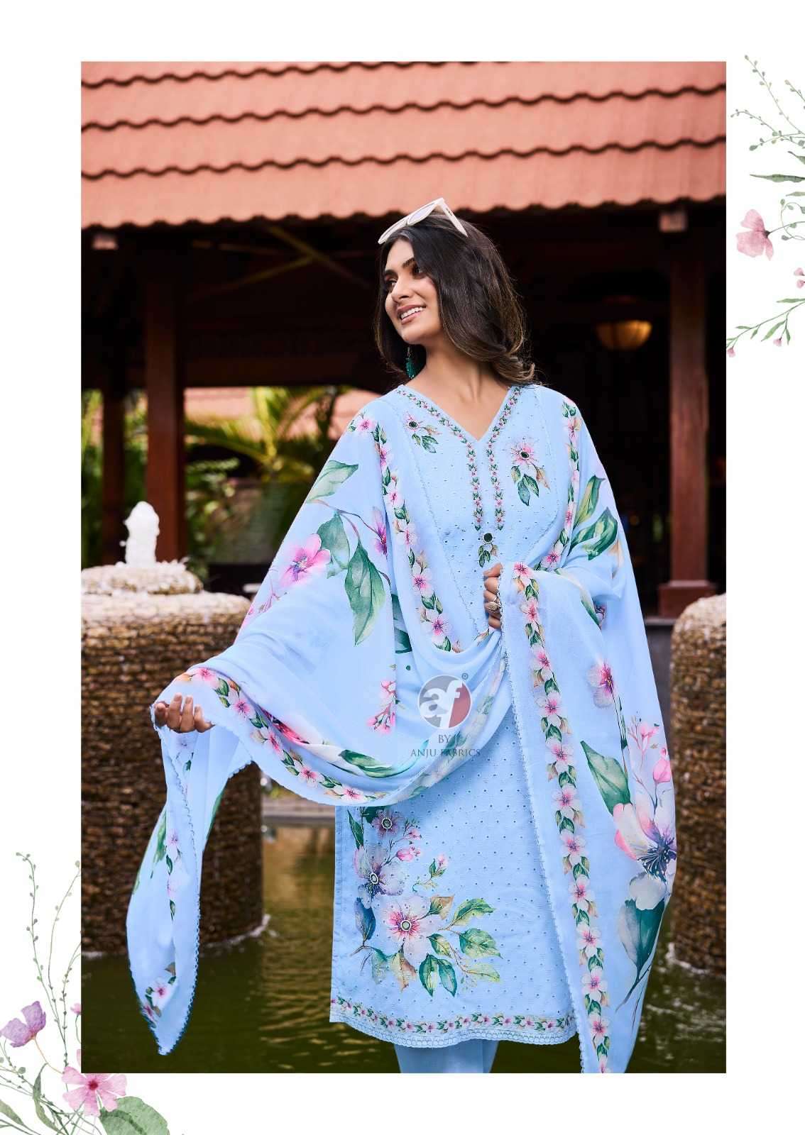 ANJU FAB PRESENTS COMFORT LADY VOL-2 EXCLUSIVE PARTY WEAR COTTON SCHIFFLI WORK READYMADE BIG SIZE 3PCS KURTIS CATALOG WHOLESALER AND EXPORTER  