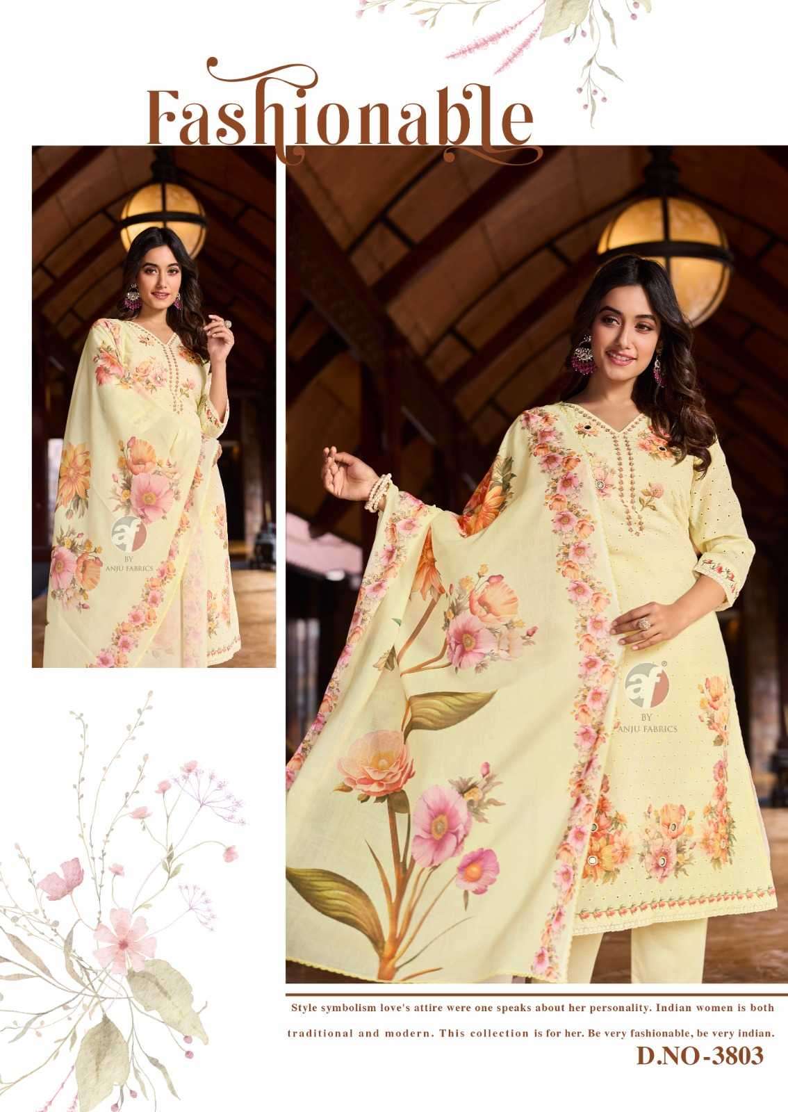 ANJU FAB PRESENTS COMFORT LADY VOL-2 EXCLUSIVE PARTY WEAR COTTON SCHIFFLI WORK READYMADE BIG SIZE 3PCS KURTIS CATALOG WHOLESALER AND EXPORTER  