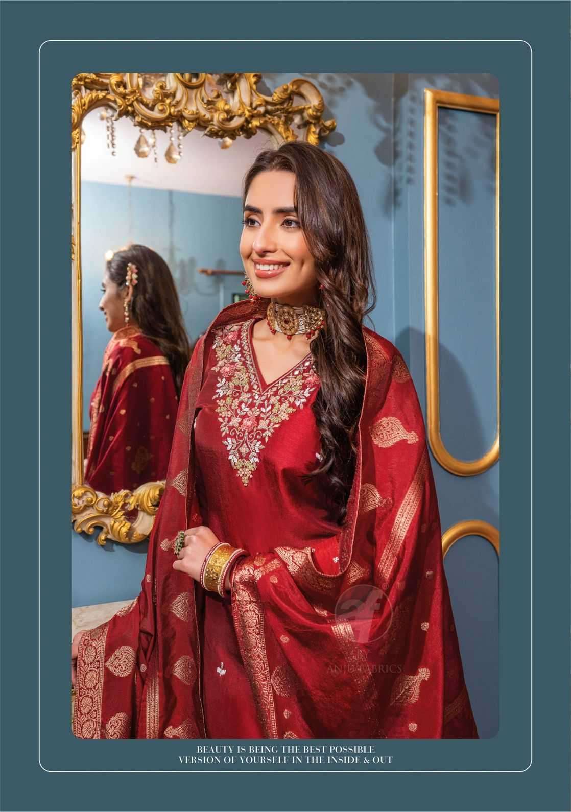 ANJU FAB PRESENTS GHUNGHAT VOL-10 DESIGNER AMAZING HANDWORK KURTI WITH PANT AND DUPATTA CATALOG WHOLESALER AND EXPORTER IN SURAT