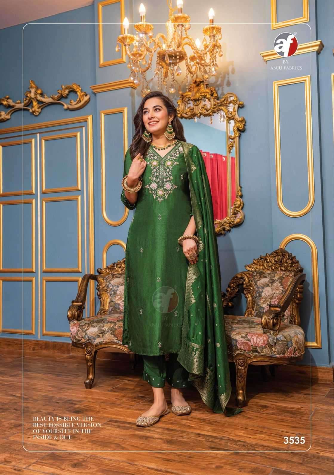 ANJU FAB PRESENTS GHUNGHAT VOL-10 DESIGNER AMAZING HANDWORK KURTI WITH PANT AND DUPATTA CATALOG WHOLESALER AND EXPORTER IN SURAT