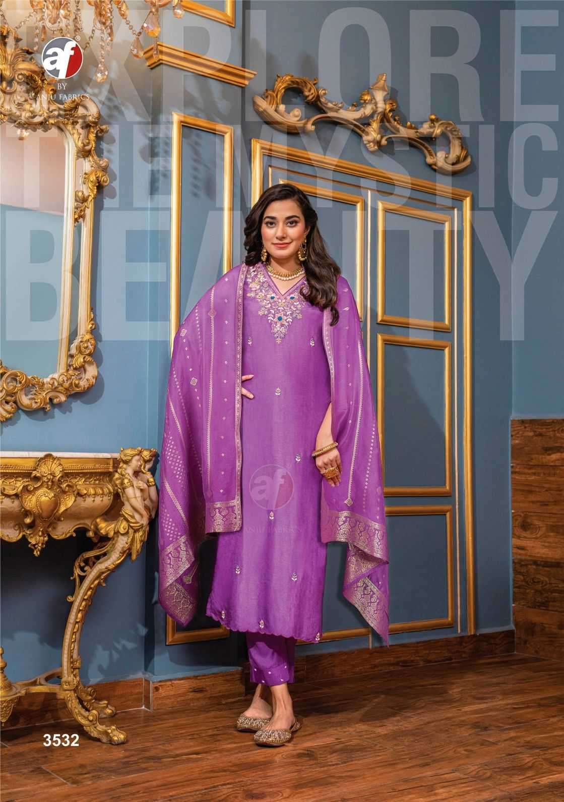 ANJU FAB PRESENTS GHUNGHAT VOL-10 DESIGNER AMAZING HANDWORK KURTI WITH PANT AND DUPATTA CATALOG WHOLESALER AND EXPORTER IN SURAT